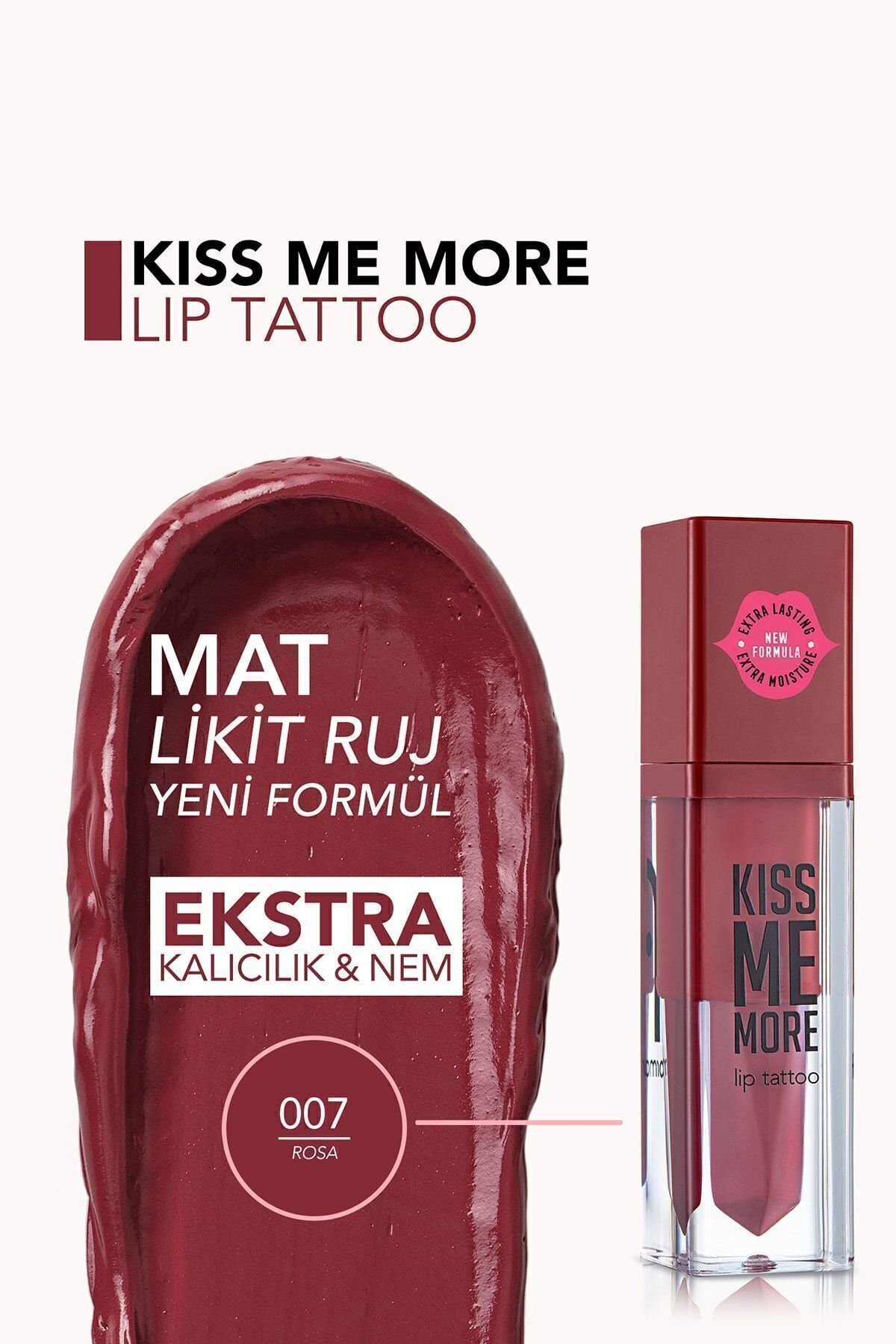 Flormar Uzun Süre Kalıcı Mat Ruj - Kiss Me More-007 Rosa-8682536040686-4