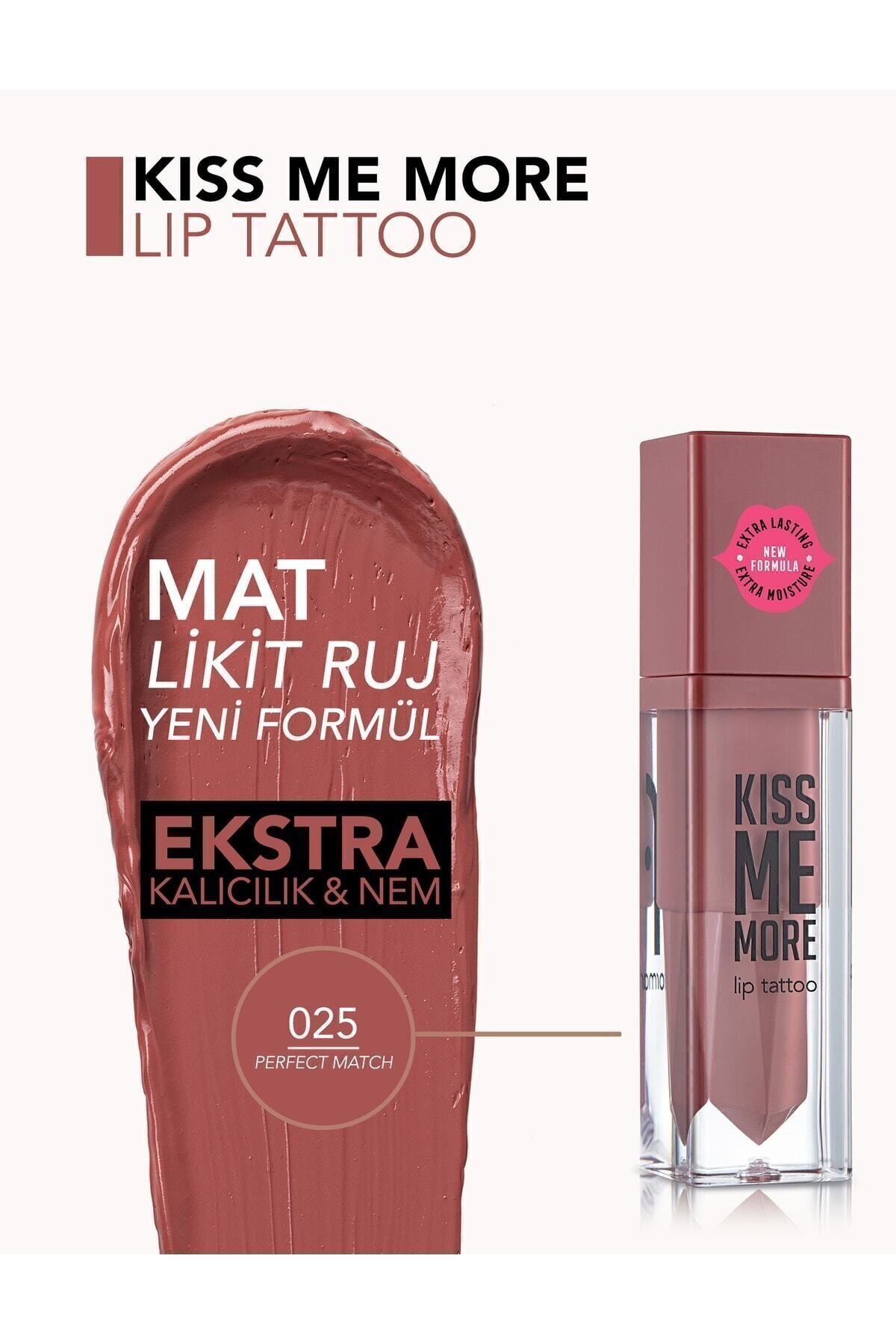 Flormar Uzun Süre Kalıcı Mat Ruj - Kiss Me More-025 Perfect Match-8682536040921-4