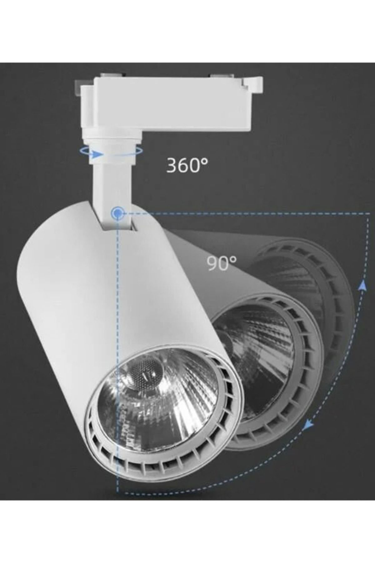 Hero Led Hl-3304BB 30 Watt Beyaz Kasa Cob Led Ray Spot Lamba Led Işık - Beyaz Işık