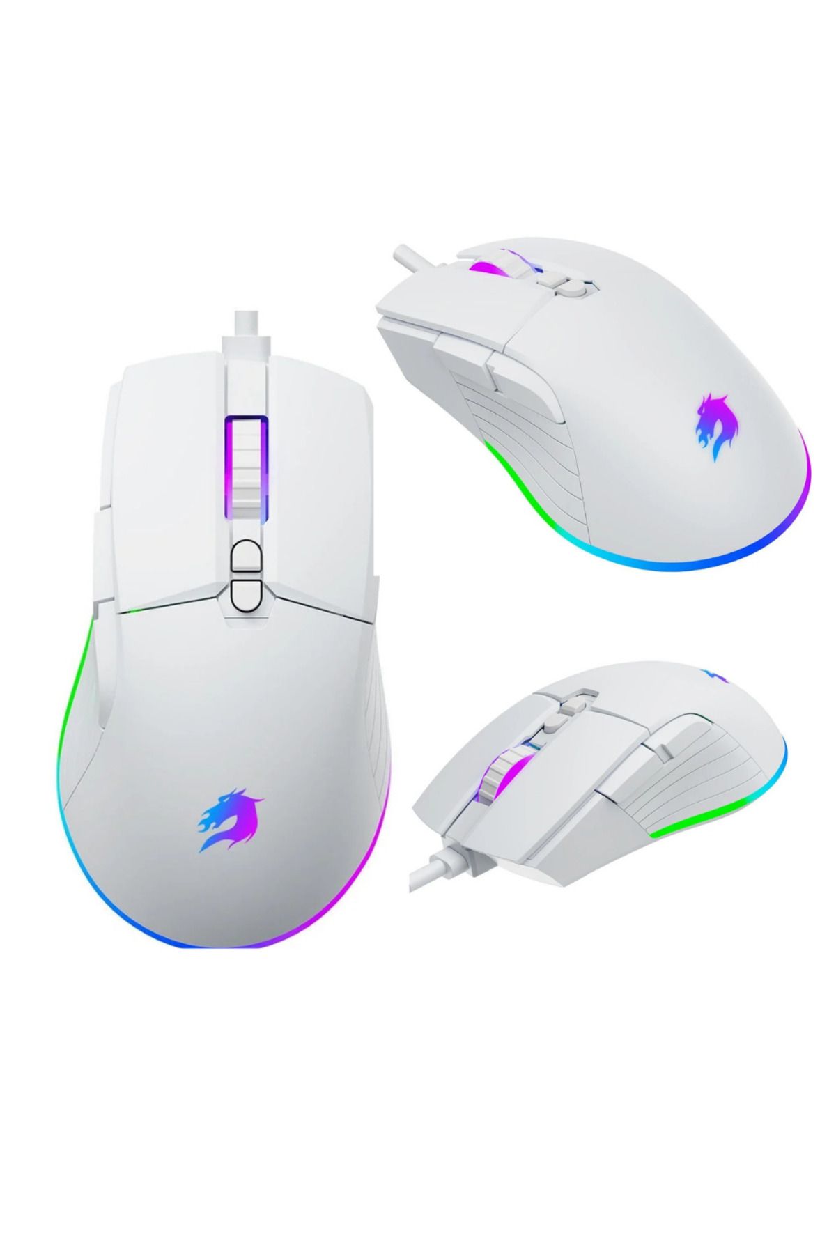 GAMEBOOSTER GB-M12 USB Kablolu 12800dpi Beyaz RGB Aydınlatmalı Oyuncu Mouse