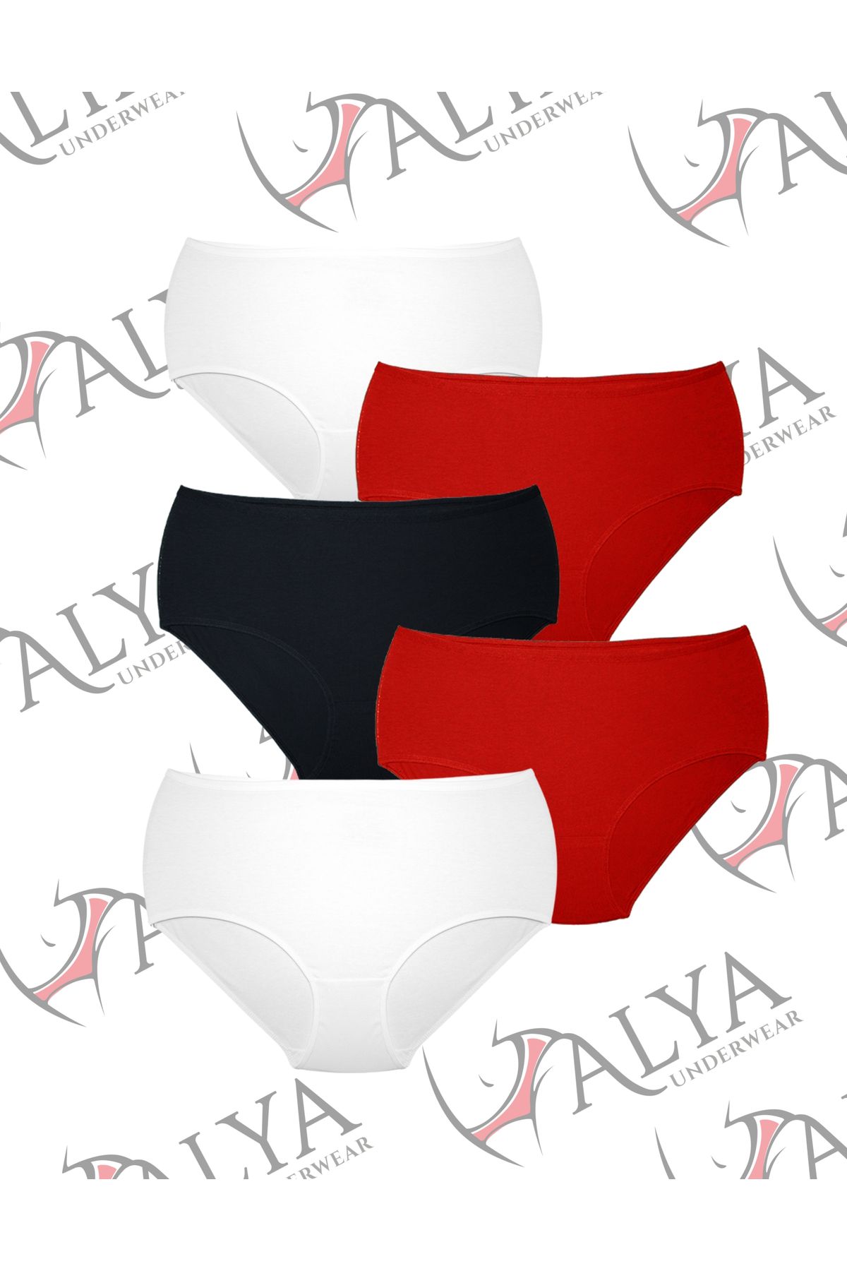 ALYA UNDERWEAR-Women's Oversize Panties, Plus Size, Cotton High Waist Underwear - Red Variant 4