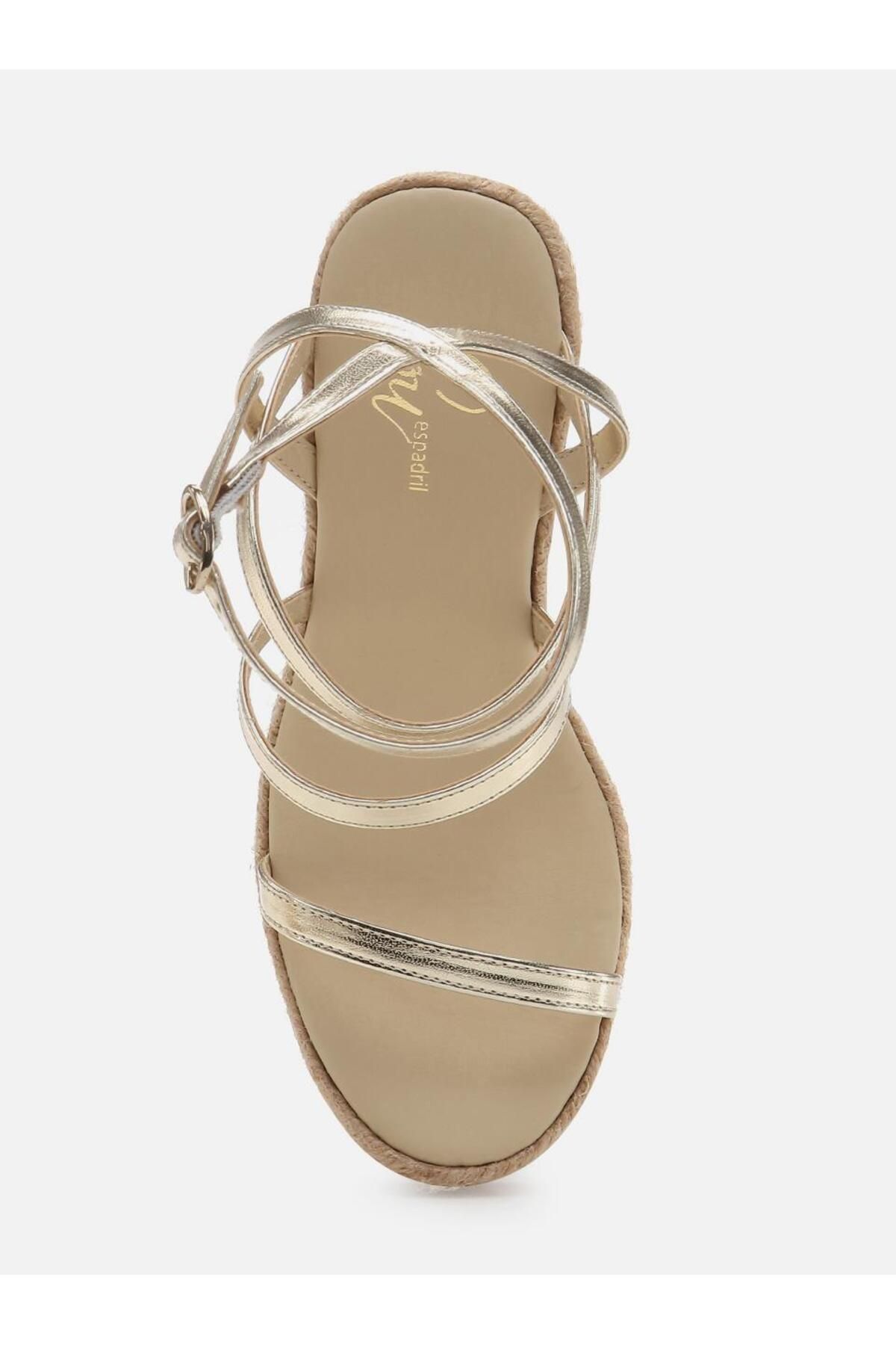 اسپادریل طلایی زنانه پاشنه پا سکوی طلای Su Espadril