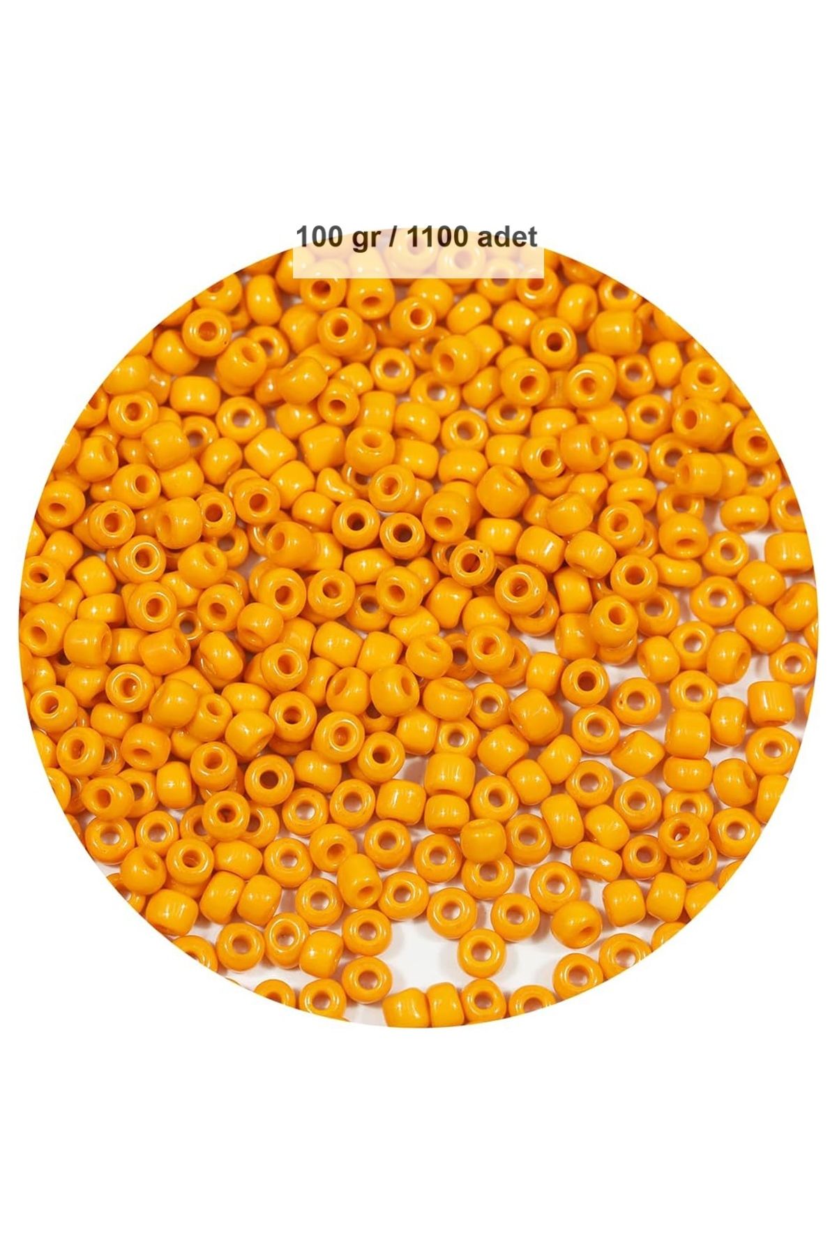 Easy Tedarik Turuncu Renk 4 mm Yaklaşık 1100 adet / 100 gram Cam Boncuk Oya Yazma Bileklik ve Kolye