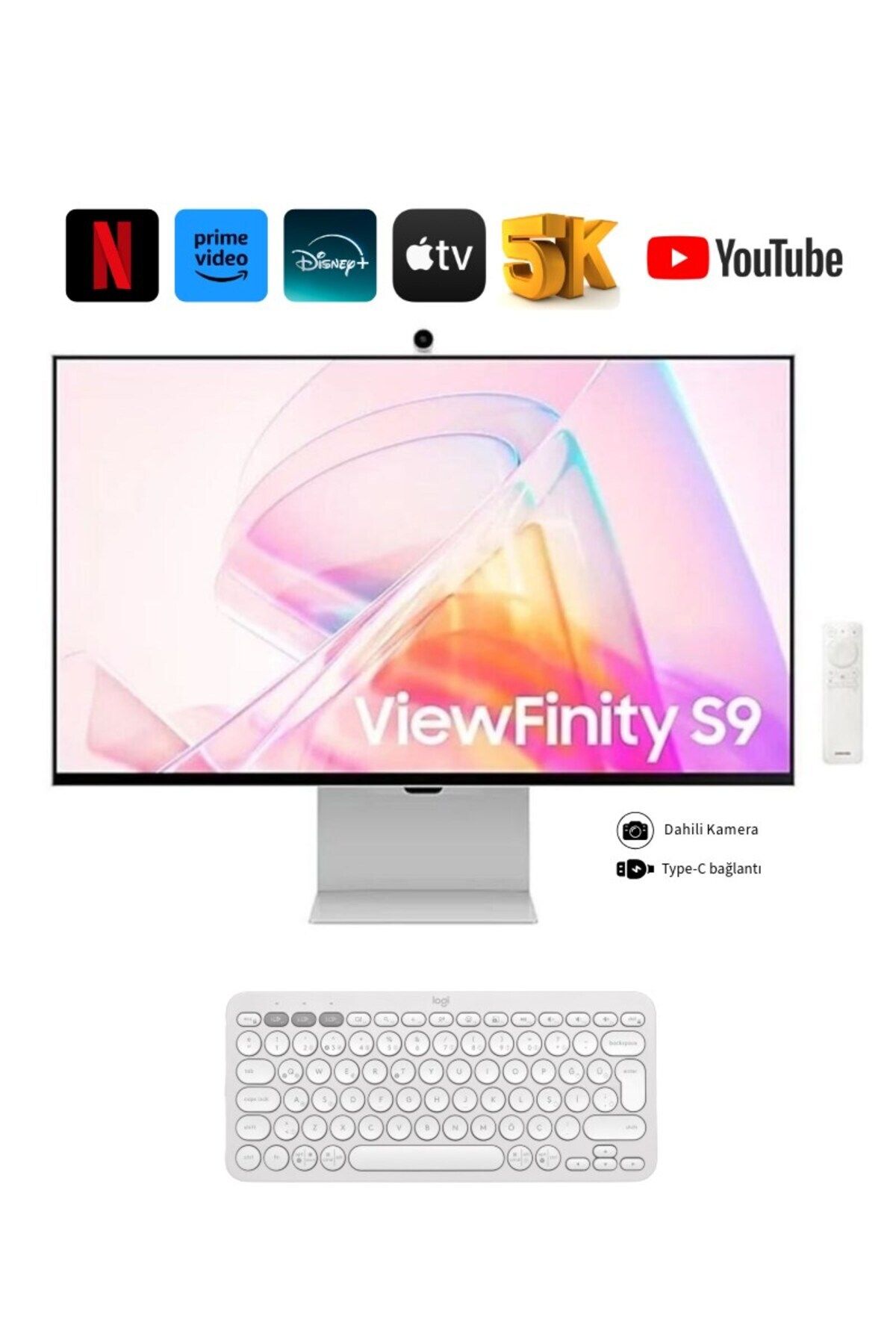 Samsung 5K(5120 x 2880)pixel, Kameralı Akıllı Monitör 27"inç Viewfinity S9 Kumandalı Slim Monitör-TV