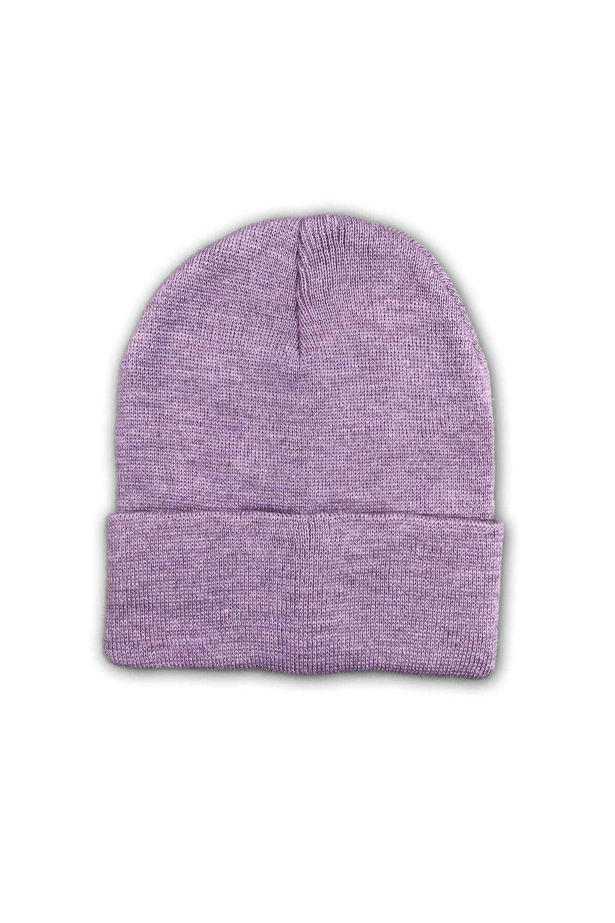 Angoravi Unisex Basic Düz Katlamalı Bere Lila