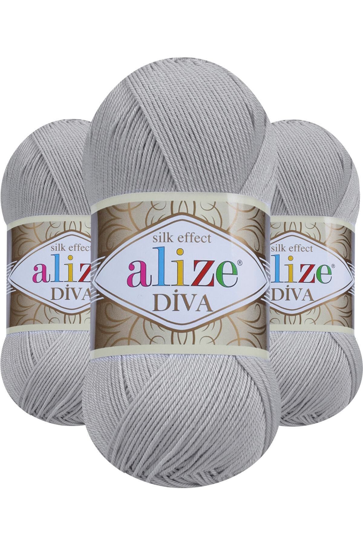 Alize-Diva 355 (رمادي) حبل أميجورومي للحياكة اليدوية قطعة واحدة - (أحمر وأصغر من حبال الحياكة العادية)؛ 8