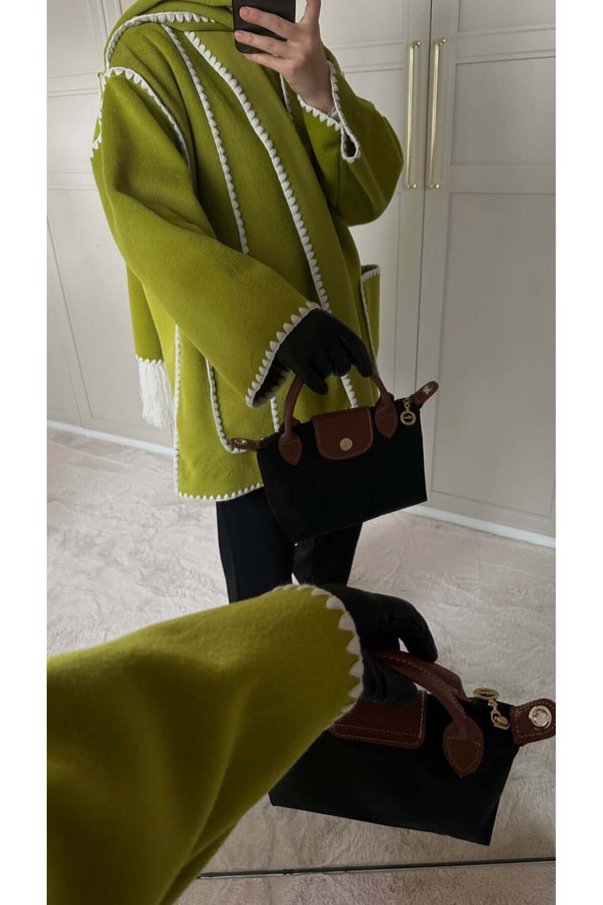 ALFUDO Moda Collection-Soft Stamp Coat with Embroidery Detail and Scarf - Jacket 2