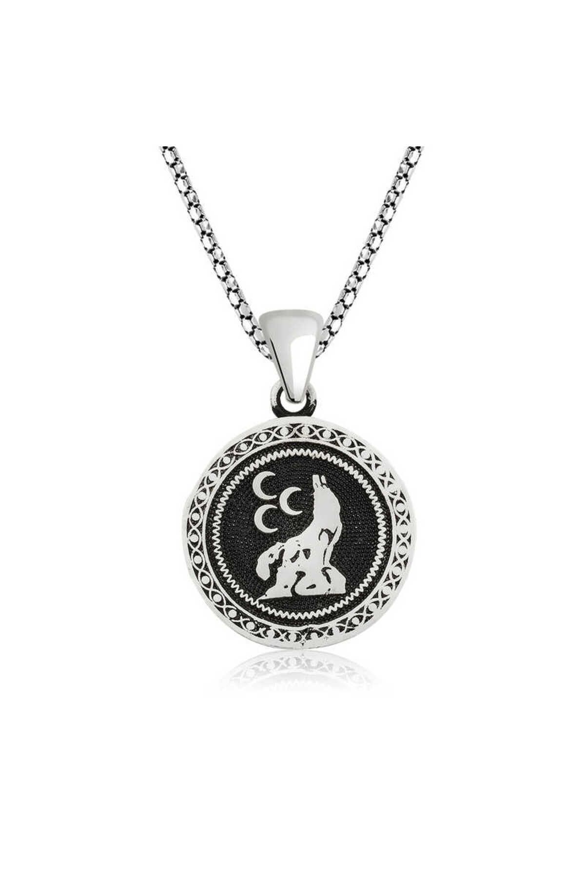 musellife 925 Ayar Gümüş Üç Hilal Kurt Gümüş Kolye T4723 (491491)