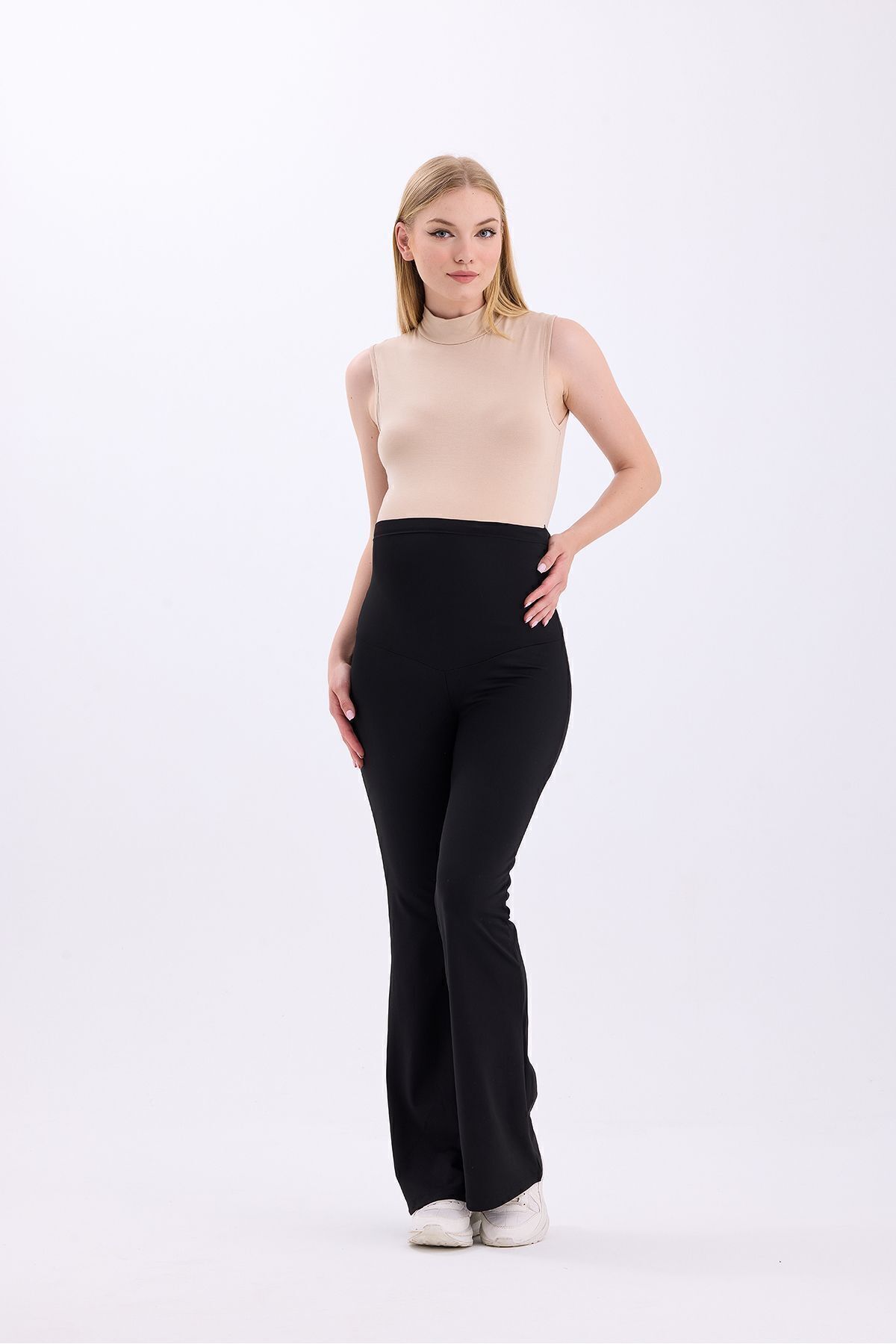 bodin Ispanyol Paça Ayarlanabilir Bel Esnek Toparlayıcı Hamile Tayt fotoğrafı 3 (önizleme)