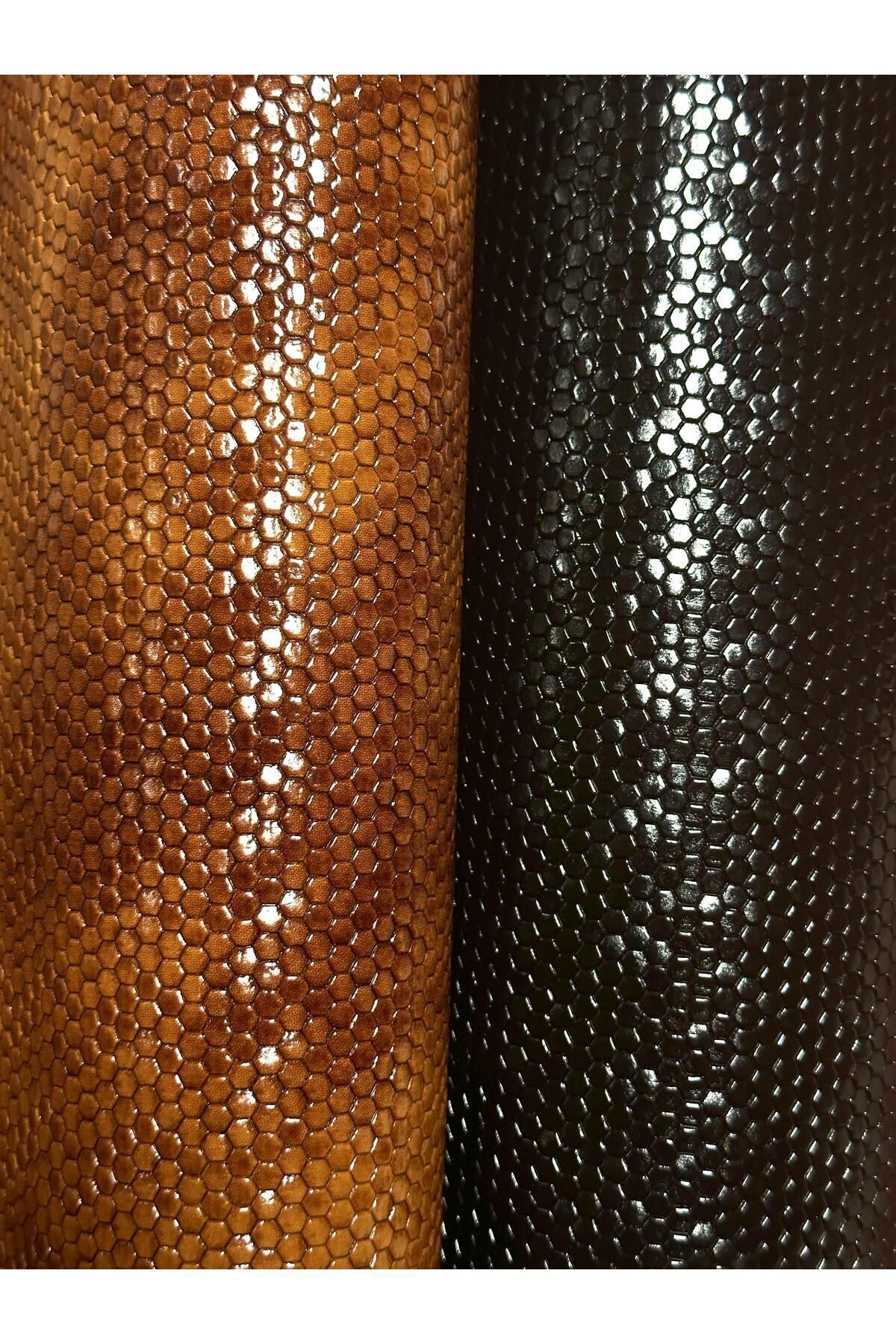 RAVZADERİ-A Quality Shiny Honeycomb Printed Tan Artificial Fabric 50X70 4