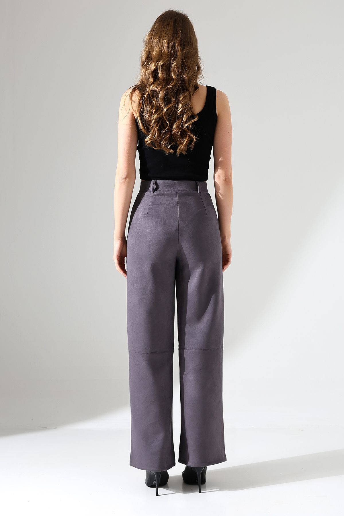 Zula Moda-Women's Palazzo Suede Pants / Women's Wide Leg Pants 2