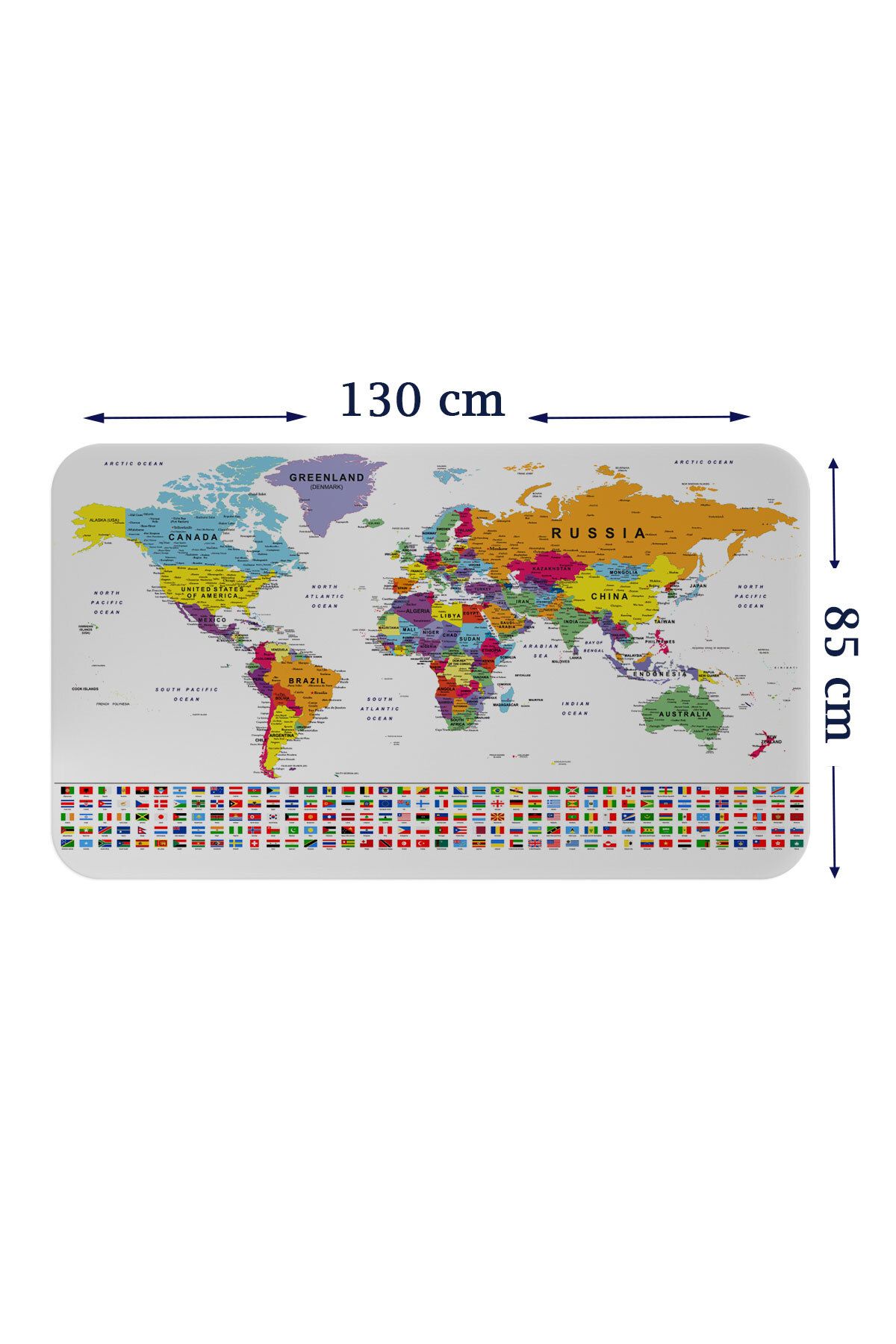 Haye Collection Ülke Bayrak lı Eğitici Başkent Detaylı Atlası Dünya Haritası Duvar Sticker-85x130-3848