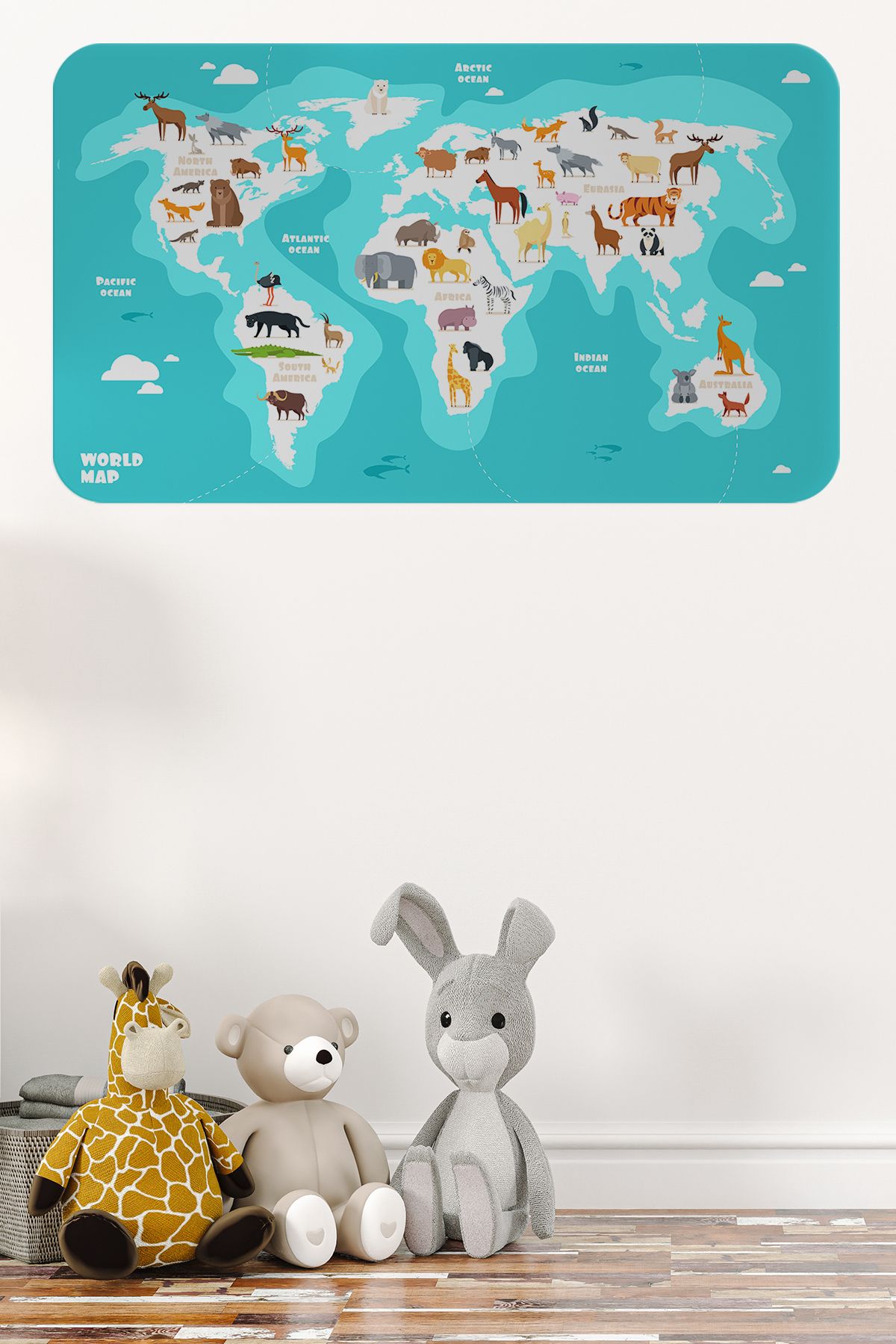 Haye Collection Eğitici Dünya Haritası Dünya Atlası Çocuk ve Bebek Odası Duvar Sticker-60x105-3785