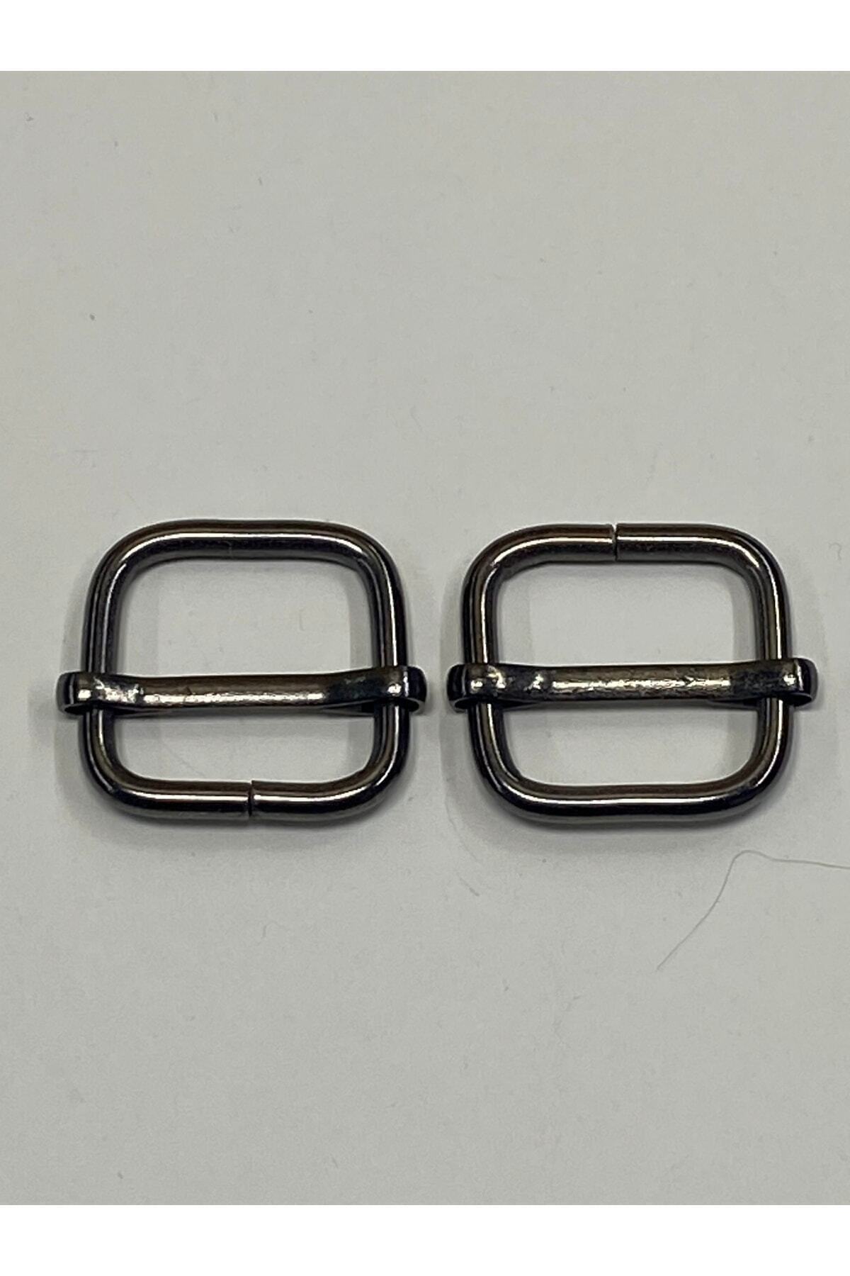 Bag Slider / Adjustment Buckle / 2 Pieces Set / 2 Cm Anthracite