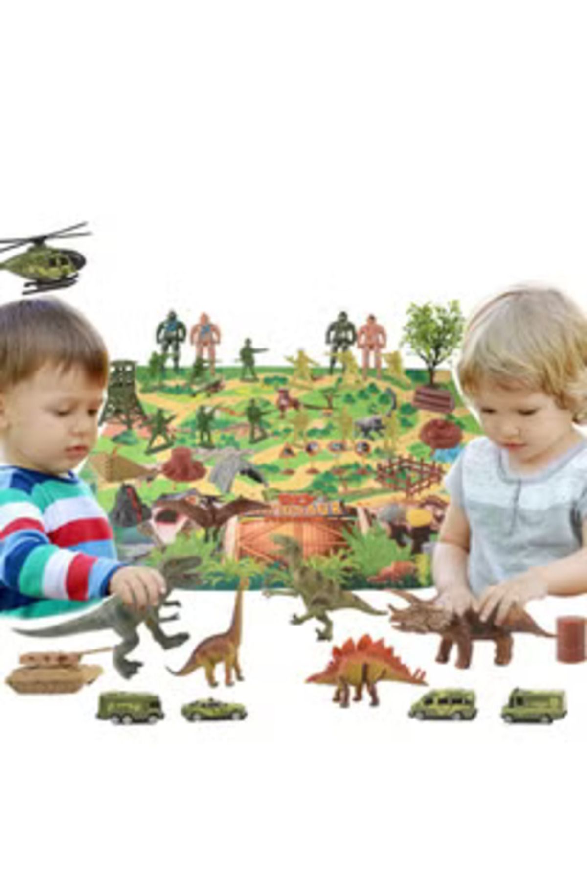 Arabest-Dinosaur World Scene Game with Dinosaur and Soldier Model Carpet Toy Set 4