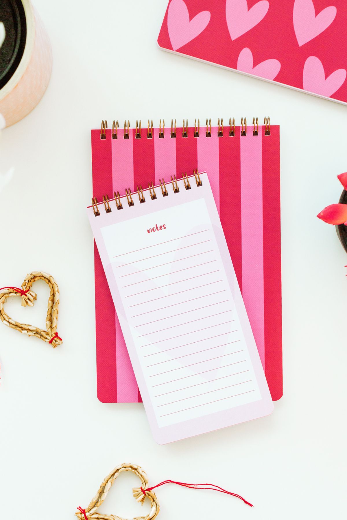 Matt Notebook-Set of 3 Spiral Desktop Planners - Hearts 4