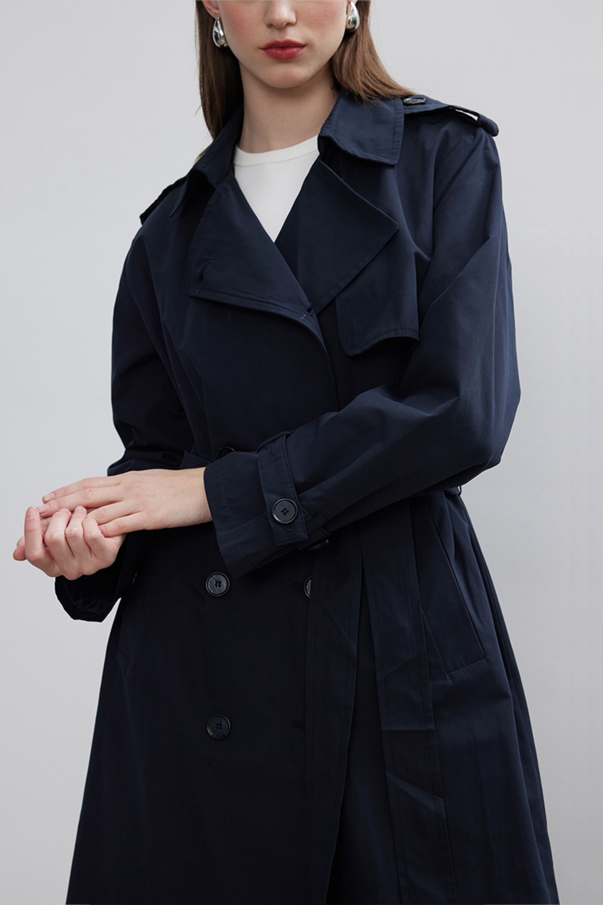 BE BLUE-Trenci clasic albastru bleumarin anilor 90 4