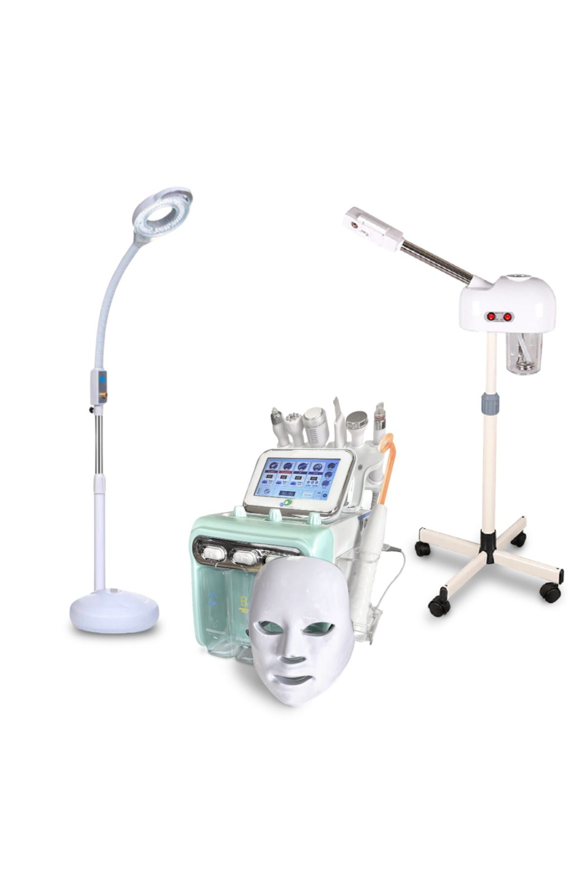 PSD Kozmetik Hydrafacial 8in1 (Büyük Motor) + Vapozon Buhar + Büyüteçli Loop Işık (Amerikan Cilt Bakım Seti)