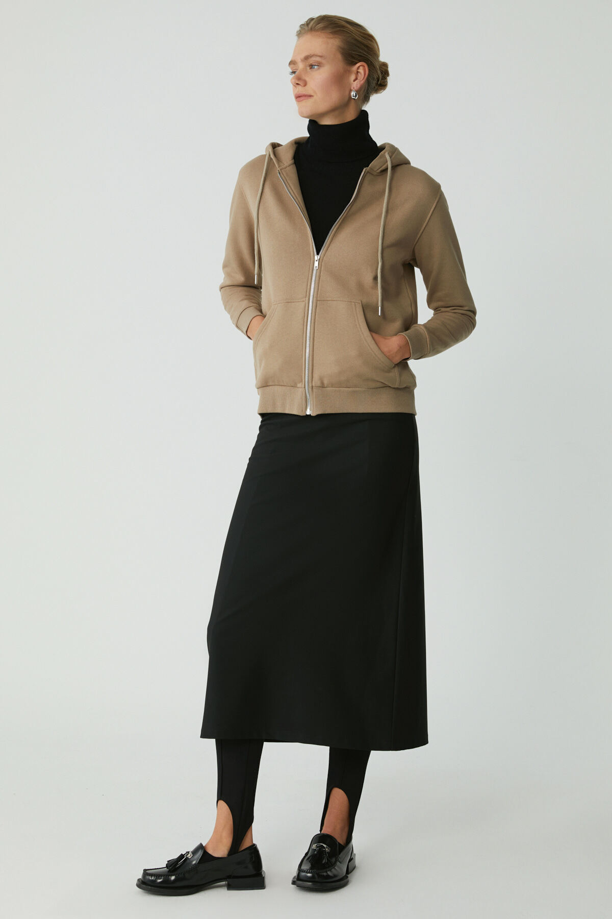 ETHIQUET  Cherısh Kadın Içi Polarlı Yumuşacık Kalın Kumaşlı Kapüşonlu Fermuarlı Vizon Sweatshirt - Görsel 2