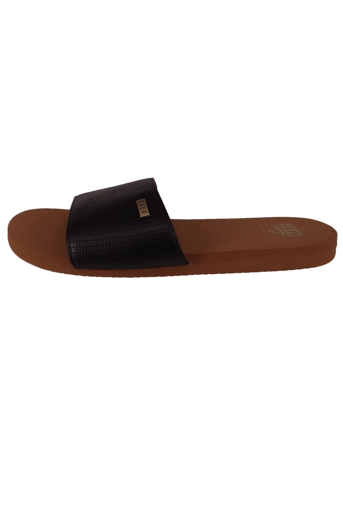 Reef-Damen Zehentrenner Sandalen Bliss Nights Slide CJ0258 Schwarz Black/Tan Kunstleder mit EVA 3