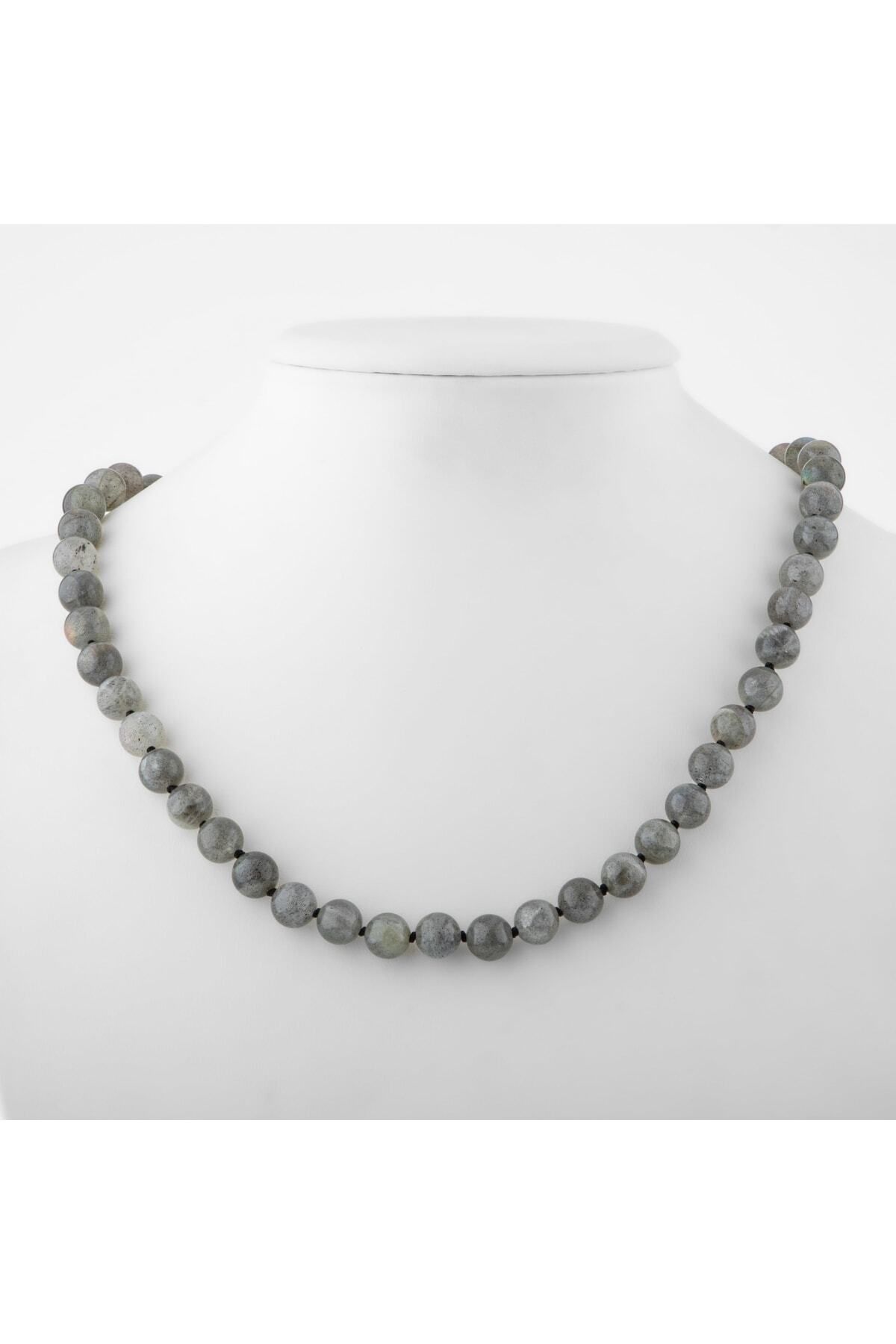 OSMANLI DOĞAL TAŞ-Labradorite 8 Mm Knotted Natural Stone Necklace 2