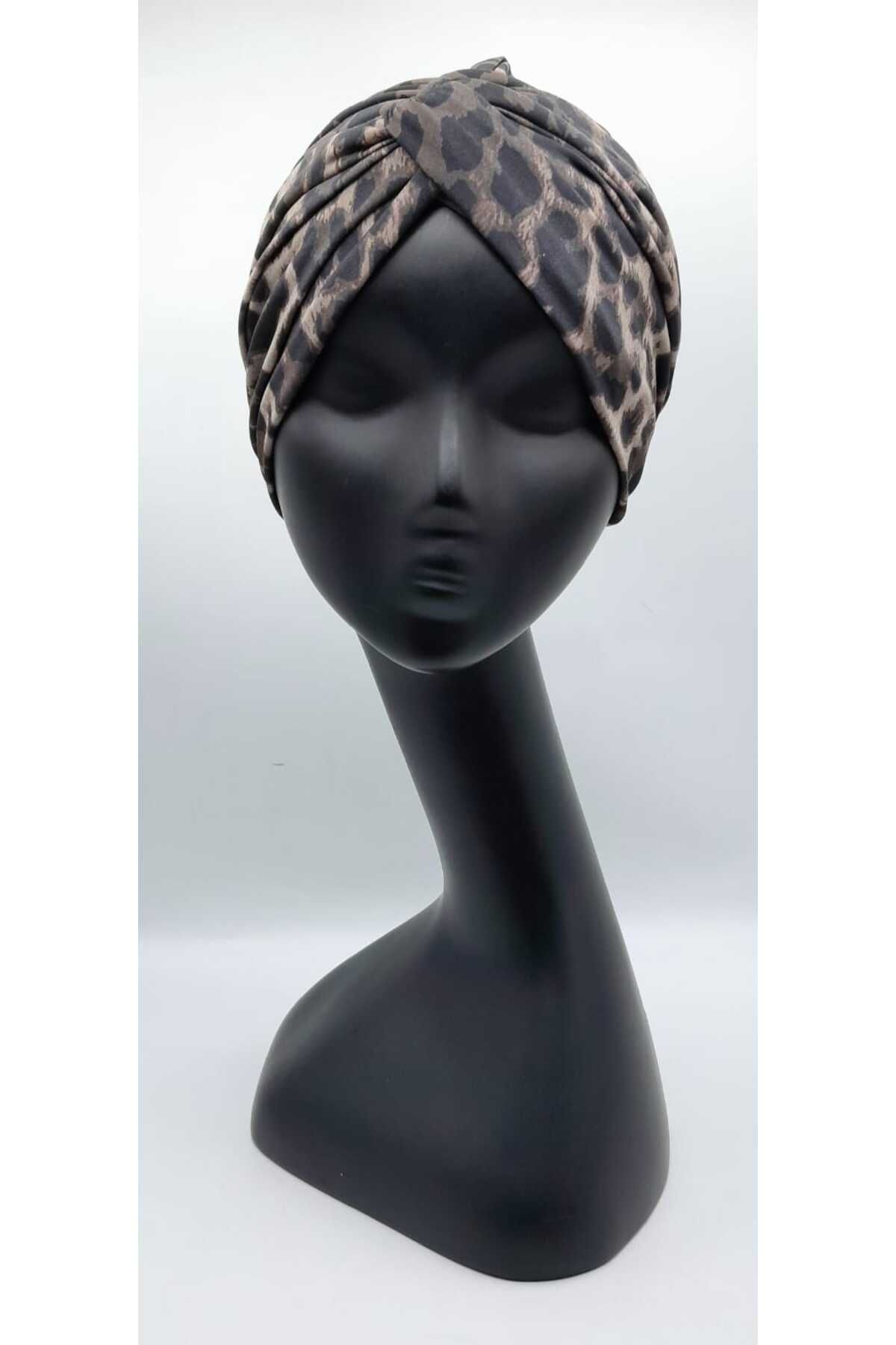 Differenza-Brown Leopard Patterned Wrapped Bonnet 3