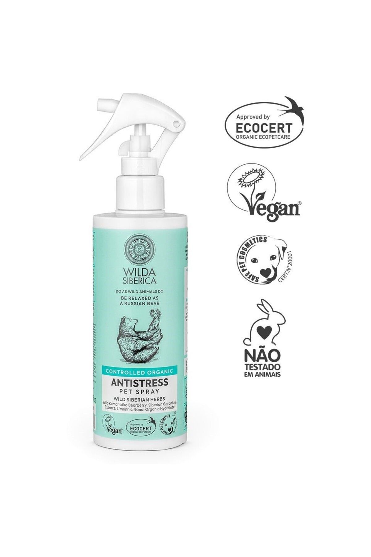 WILDA SIBERICA Organik Antistres Evcil Hayvan Spreyi, 250 ml, Doğal, Vegan ve Sakinleştirici