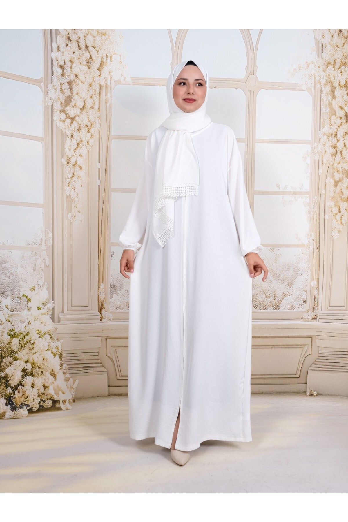 Modamorfo-Imported Crepe Prayer Rug with Self-Wrap and Zippered Neck 3