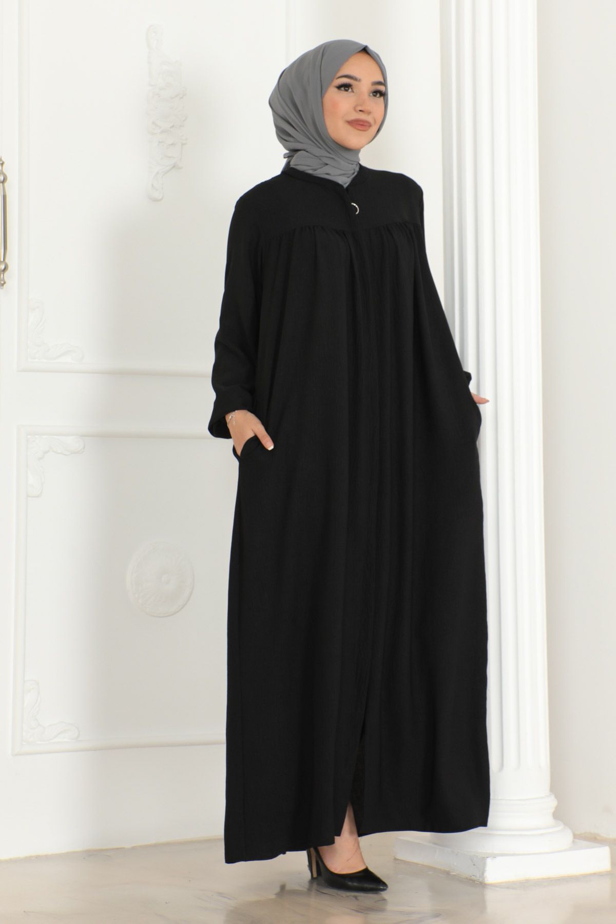 OKTAYUSTA COLLECTION Mevlana Cut Daily Black Abaya با روپوش