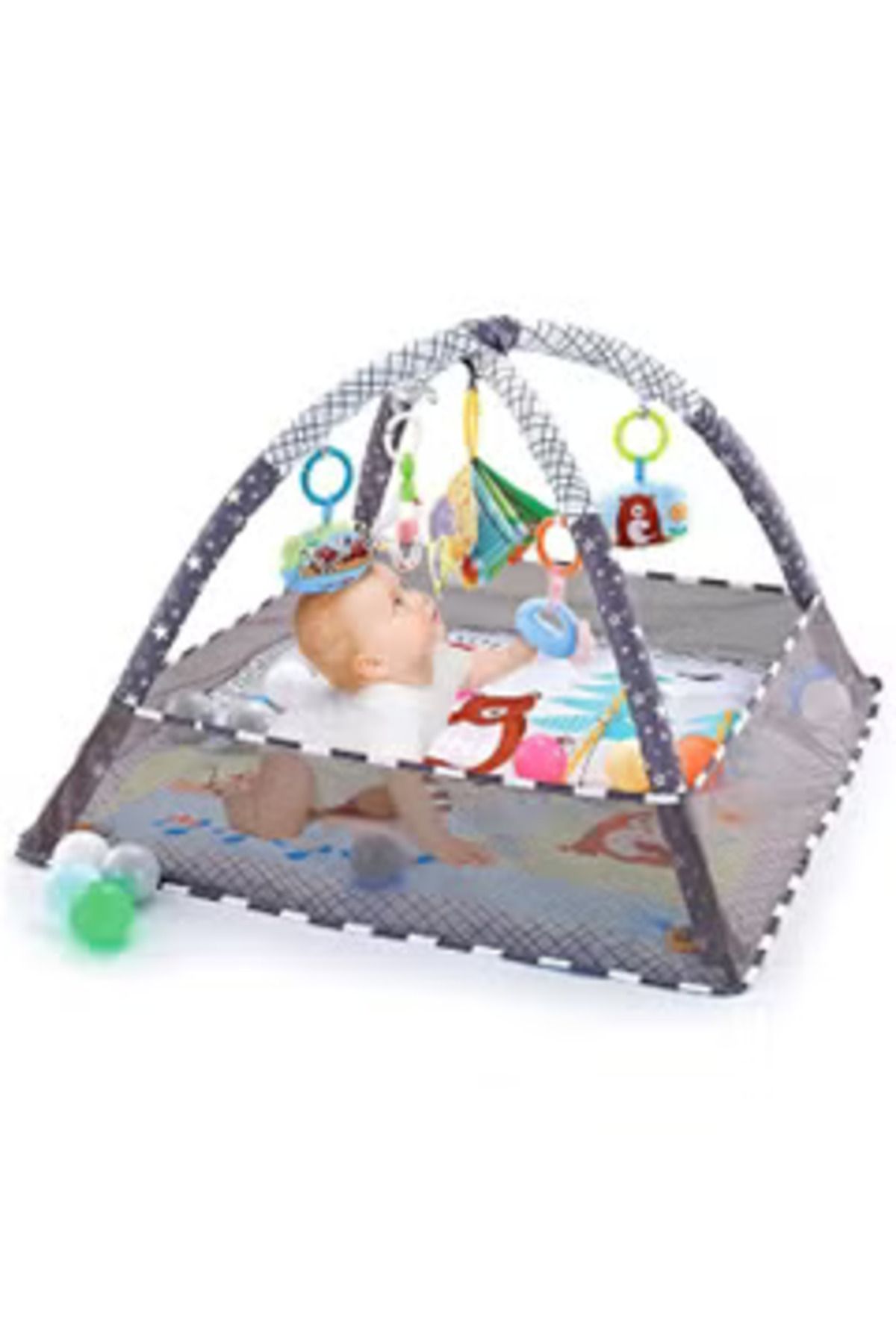 Arabest-Baby Game Gym, Baby Game Mat Newborn 5 Hanging Toys and 18 Ocean Balls, Lightweight Foam for Babies 1