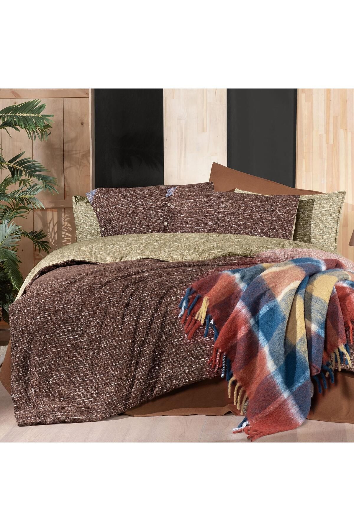 Sarev-Glamis Single Duvet Cover Set - 100% Cotton Flannel, Tan 2