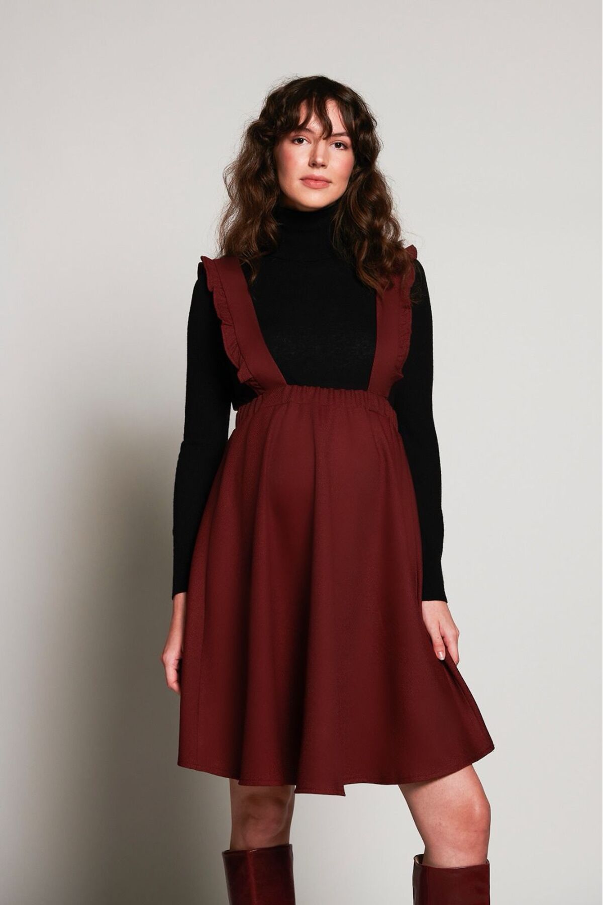 Lyn Mama Scarlett Bordo Hamile Salopet Etek fotoğrafı 3 (önizleme)