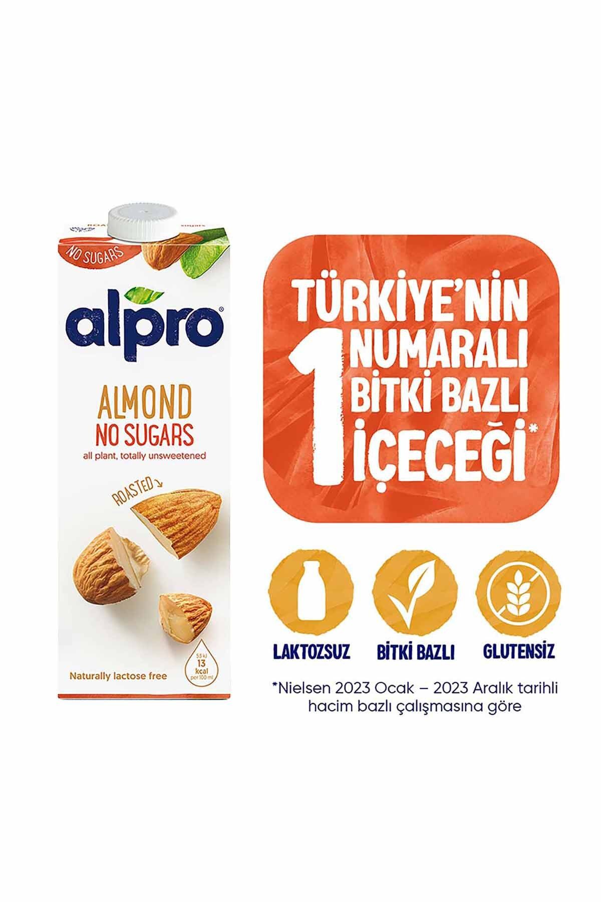 Alpro Şekersiz Badem Sütü 1l