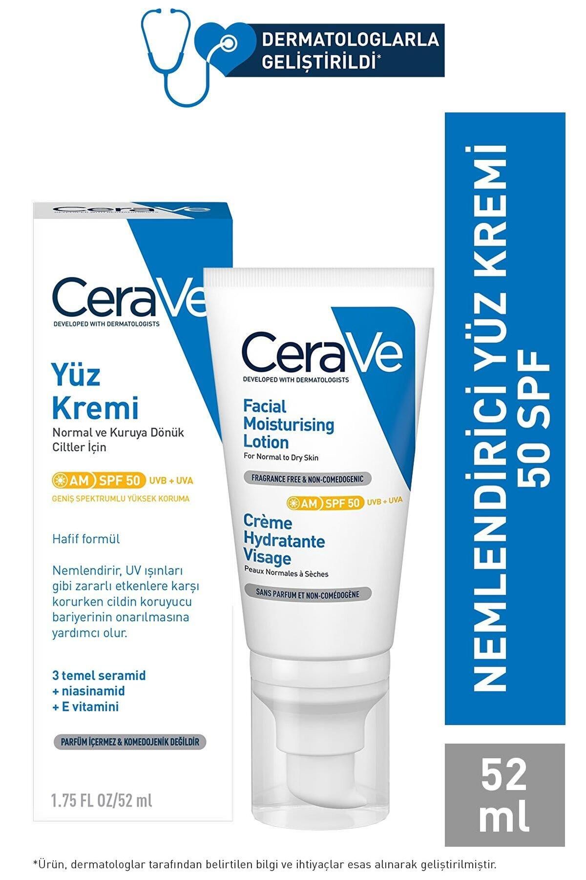 CeraVe Güneş Korumalı Nemlendirci Yüz Bakım Kremi 50SPF 52ml