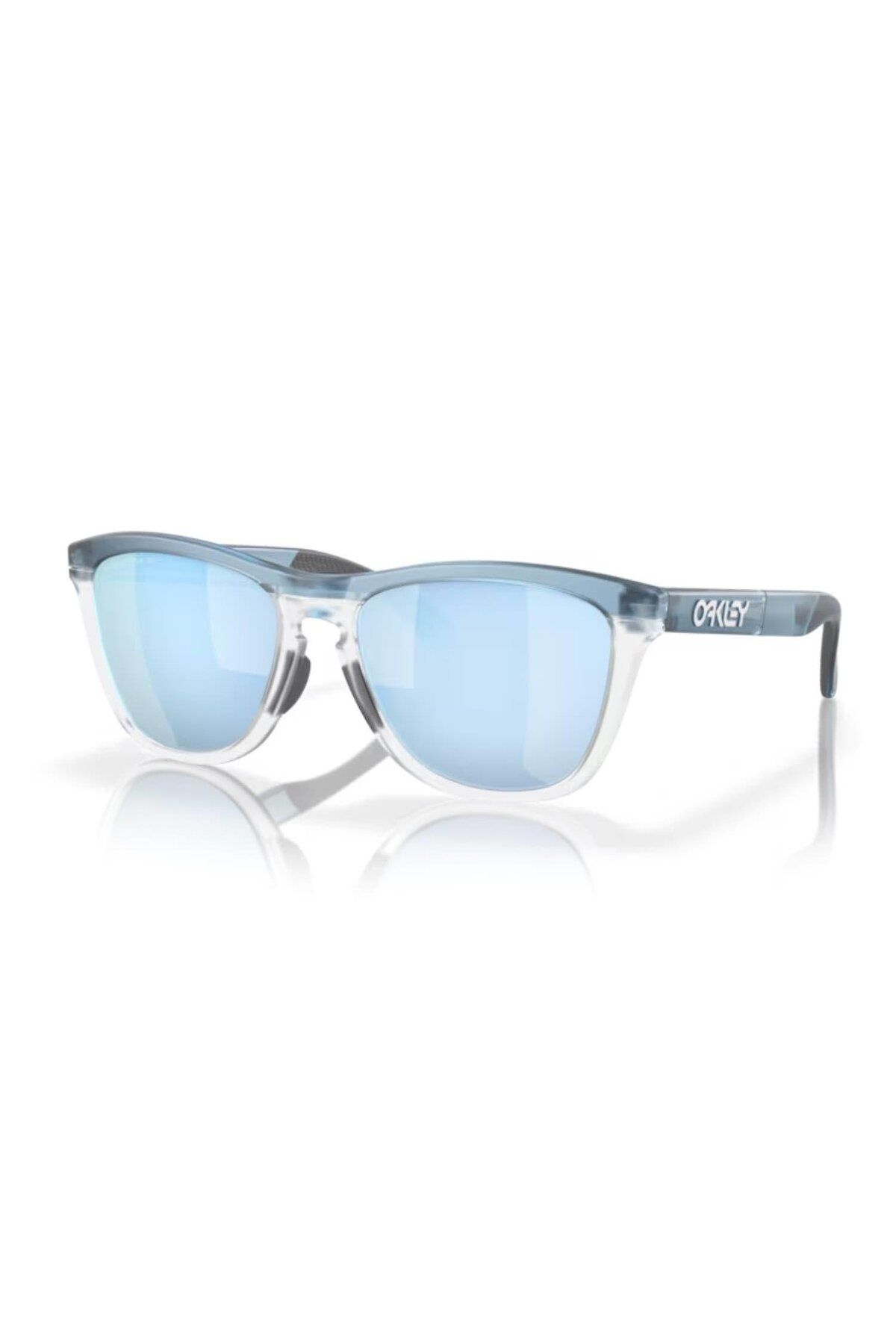 0oo9284 928409 55 عینک آفتابی مردانه Frogskins Range دور شفاف استخوانی آبی Oakley