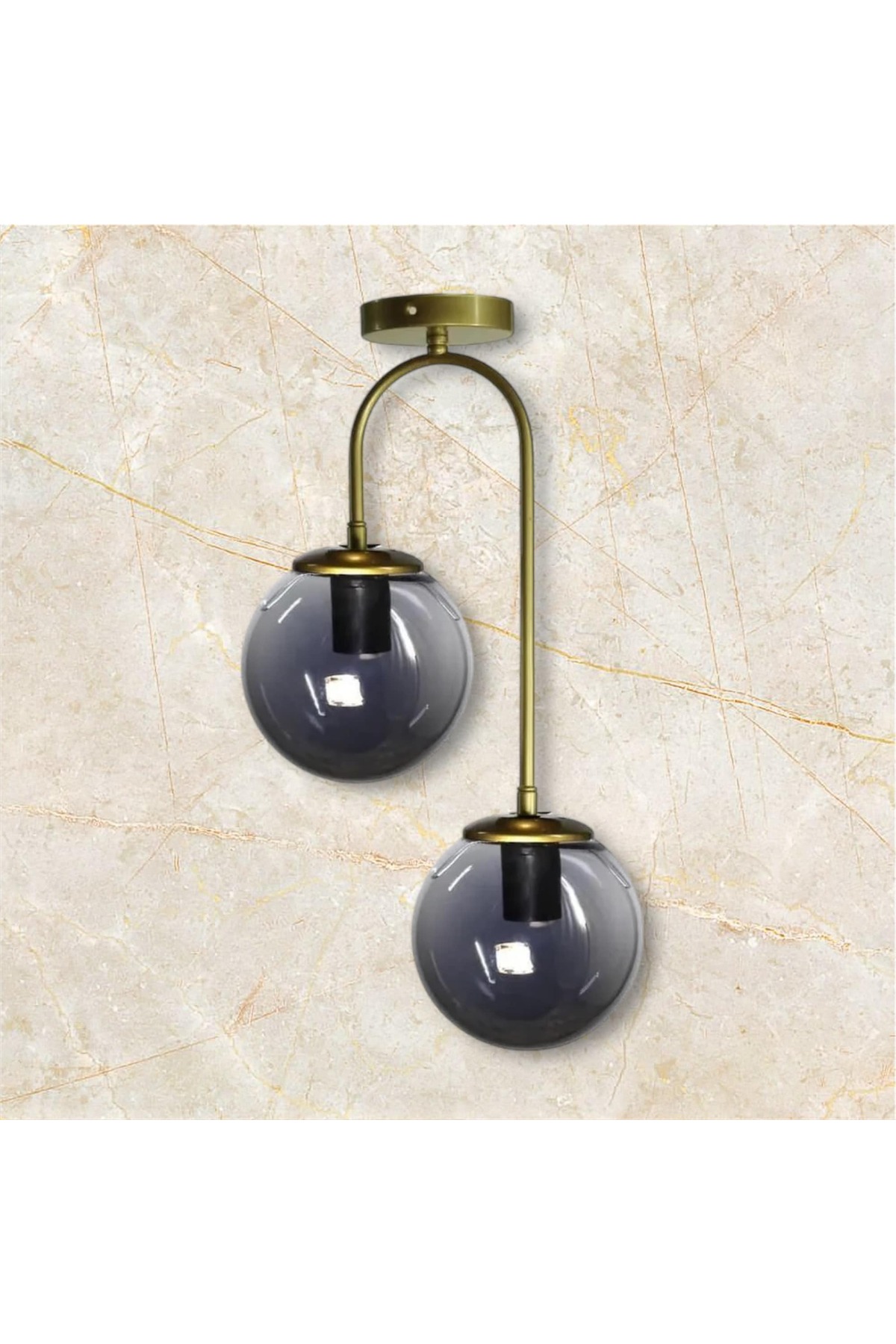 SPORTS CHANDELIER 2-LIGHT GLASS PLAFONYER - SMOKED