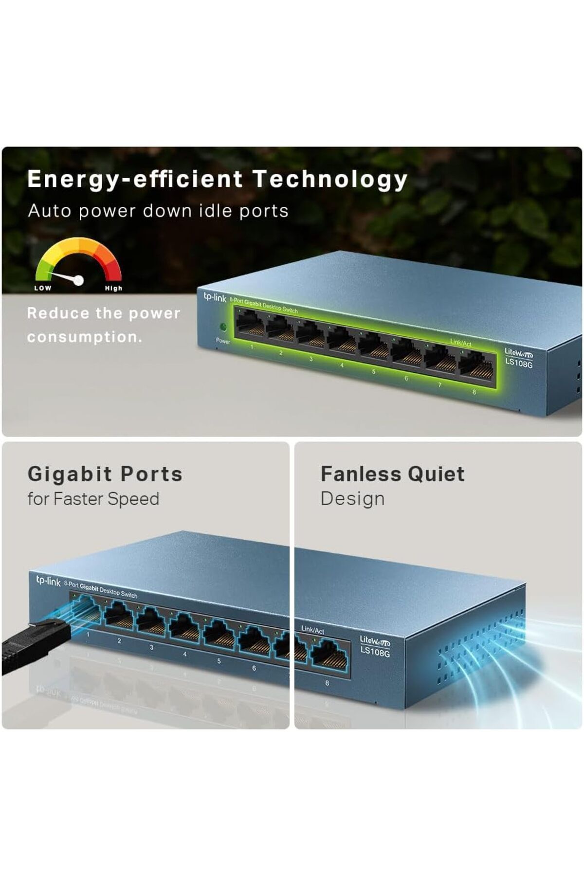 TP-LINK-8 Port Gigabit Network Switch, Ethernet Switch Splitter 3