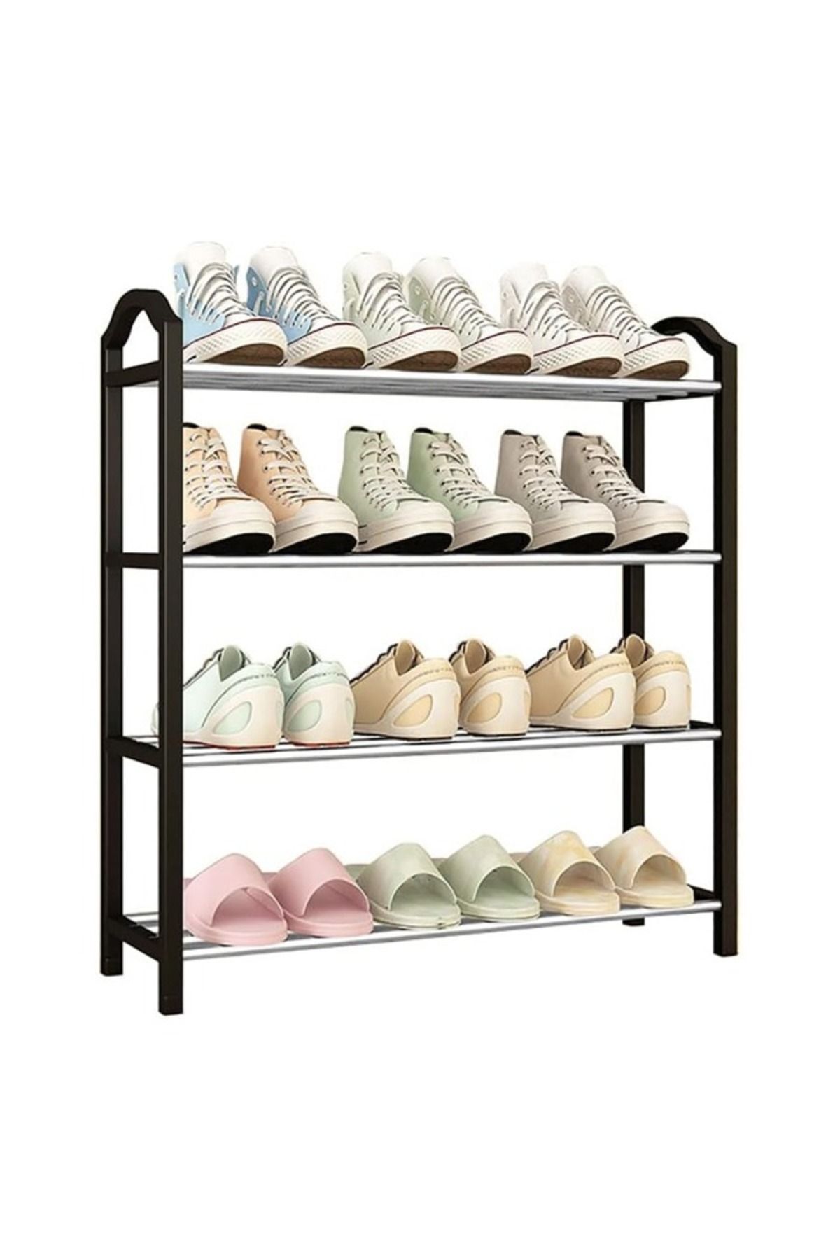 Taimi- 4 Layer Metal Shoe Rack Easy Assembled Organiser Black 62X56X20 Cm 1