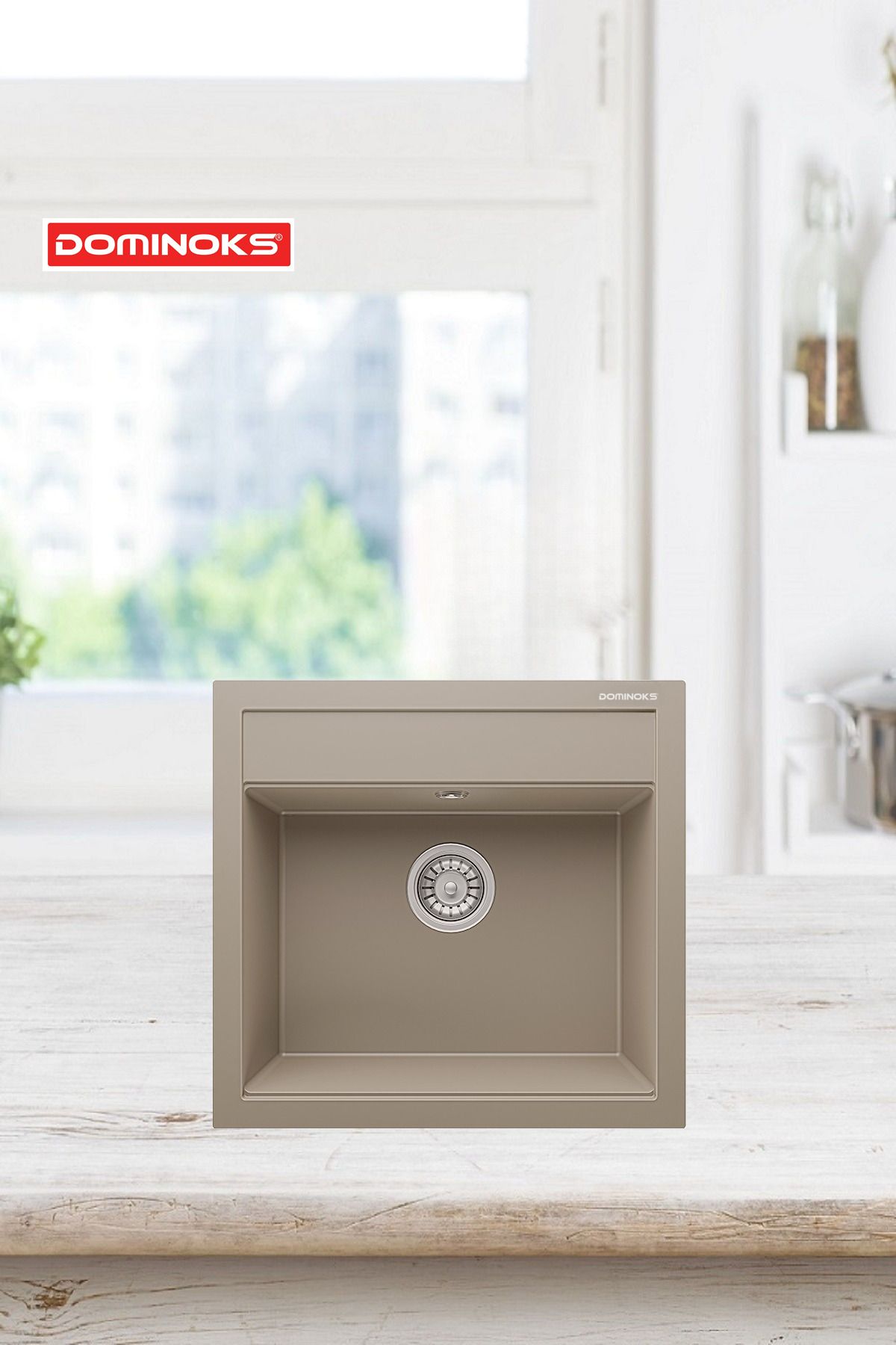 Dominoks NİJER49 KAPUÇİNO 53X56 TEZGAH ÜSTÜ TEK GÖZ GRANİT EVYE