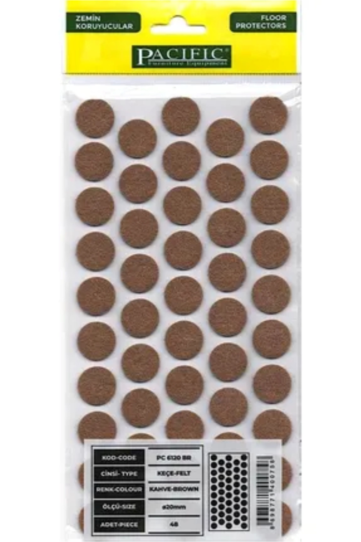 Serra PACIFIC Yapışkanlı Sandalye Koltuk Mobilya Ayak Zemin Koruyucu Keçe 1 Adet (20x20)