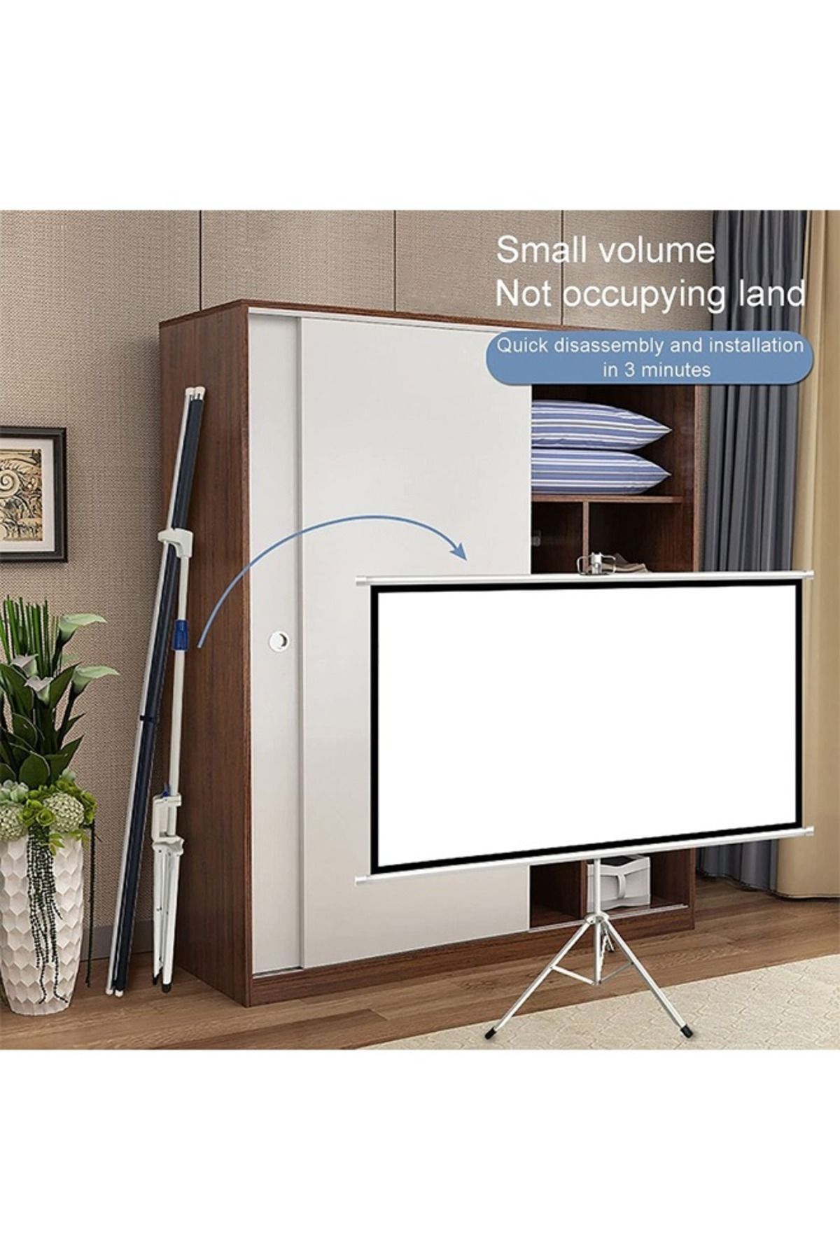 Taimi- Portable Tripod Screen Projector with Tripod Size 250X250cm 3