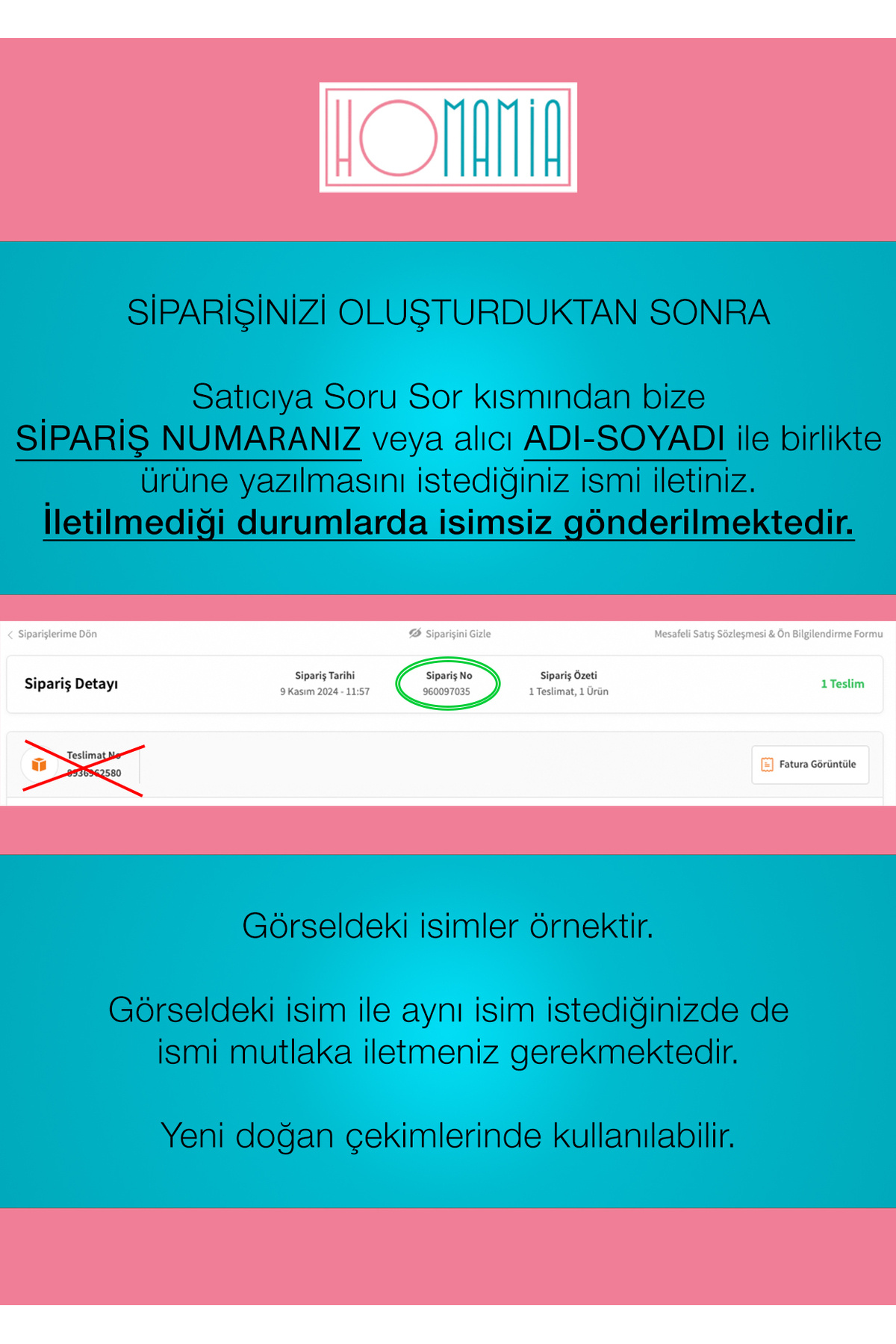 Homamia %100 Organik Isme Özel 10'lu Hastane Çıkışı fotoğrafı 2 (önizleme)