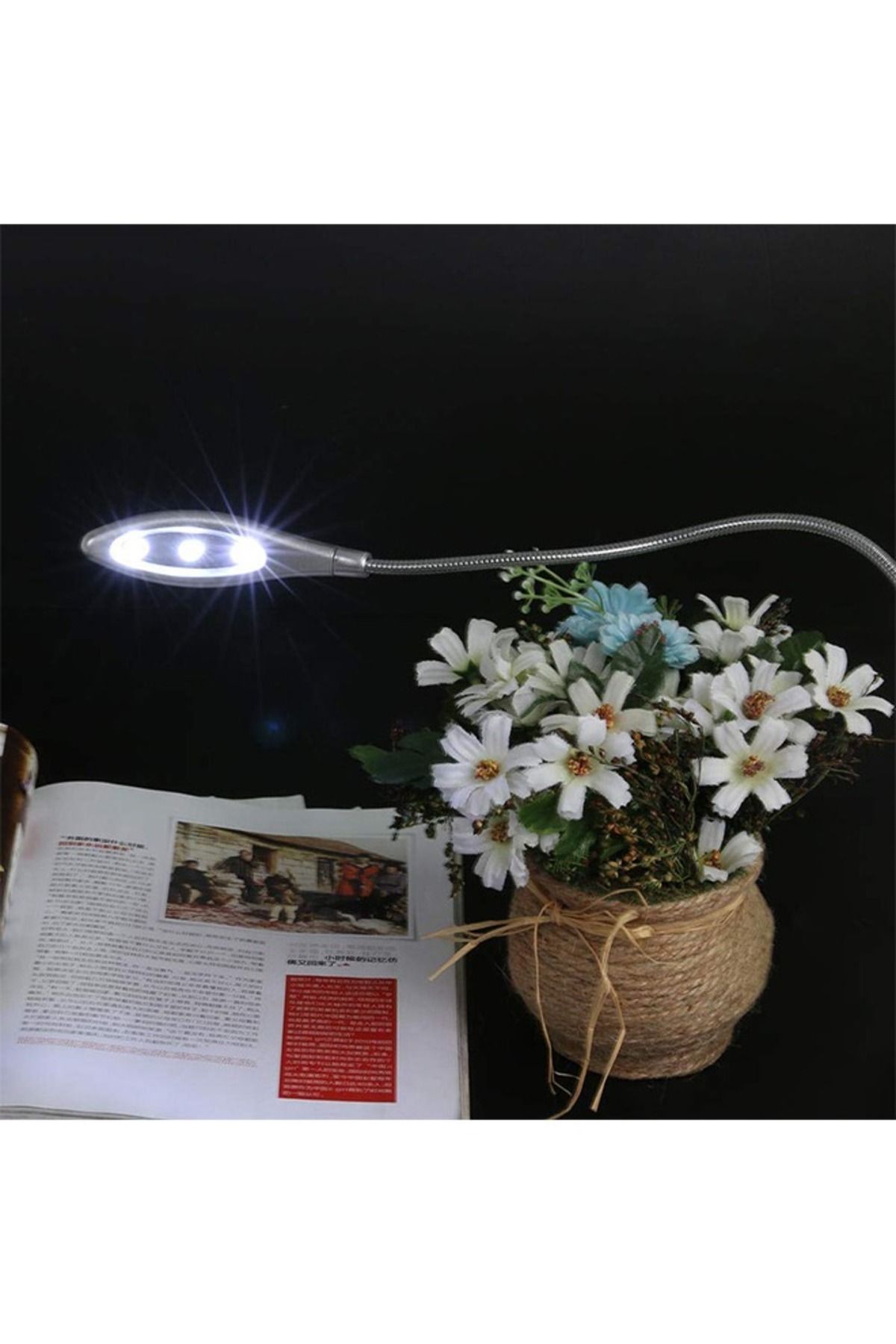 Taimi-Portable USB LED Lamp, High-Brightness, Flexible Gooseneck, 3 LED Lights, USB Reading Lamp 4