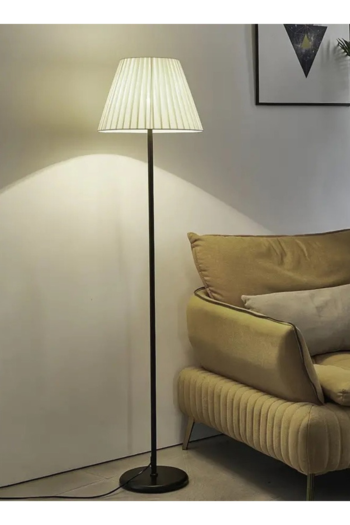 Taimi-مصباح أرضي بإضاءة دافئة 155×36 سم، أسود/أبيض، فولاذ 2