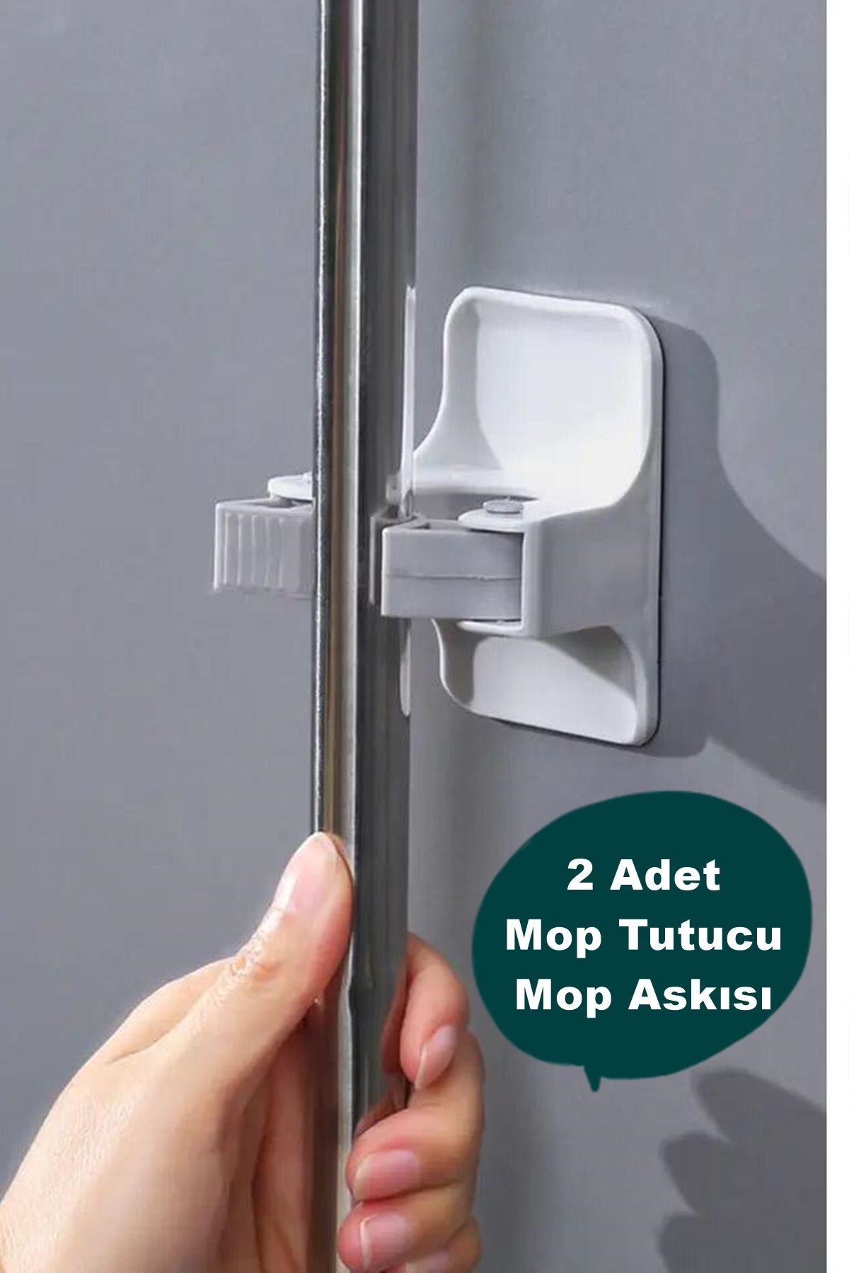 tafce 2 Adet Paspas Süpürge Fırça Ve Mop Askısı Sap Tutucu Mutfak Banyo Askı