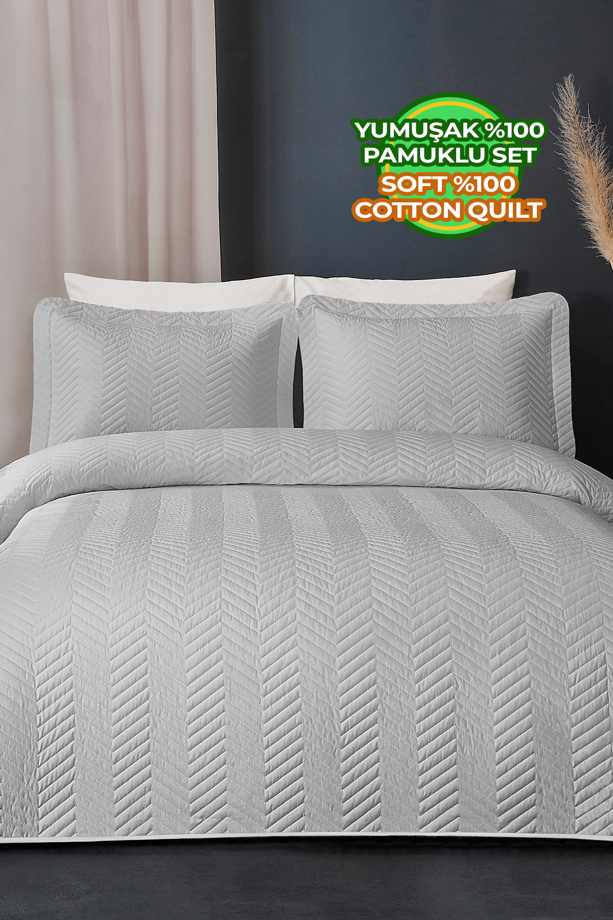 Evlen Home Collection Ross 100% Cotton Double Bedspread Quilted