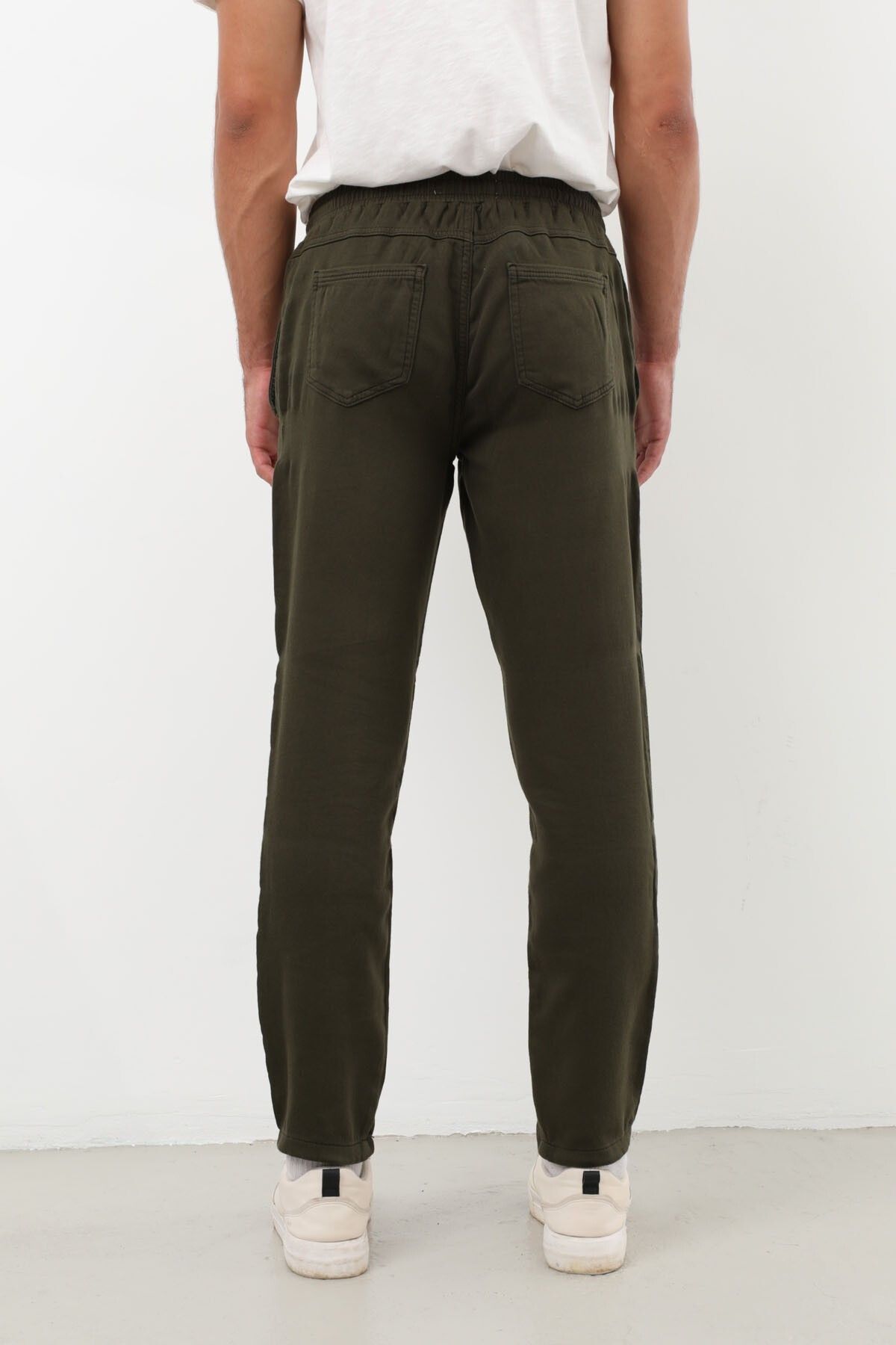 Bluewhite-Khaki Men's Trousers - Elastic Waist and Lycra 7