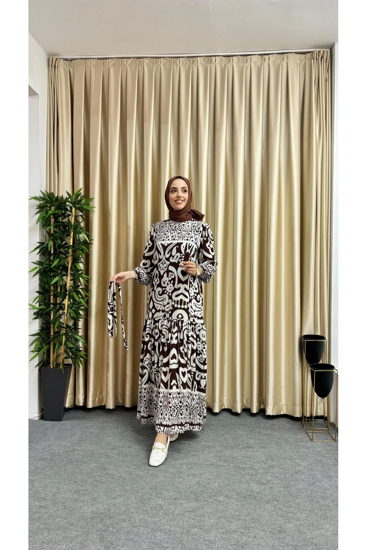 Majeur-Elegant Patterned Hijab Dress 5