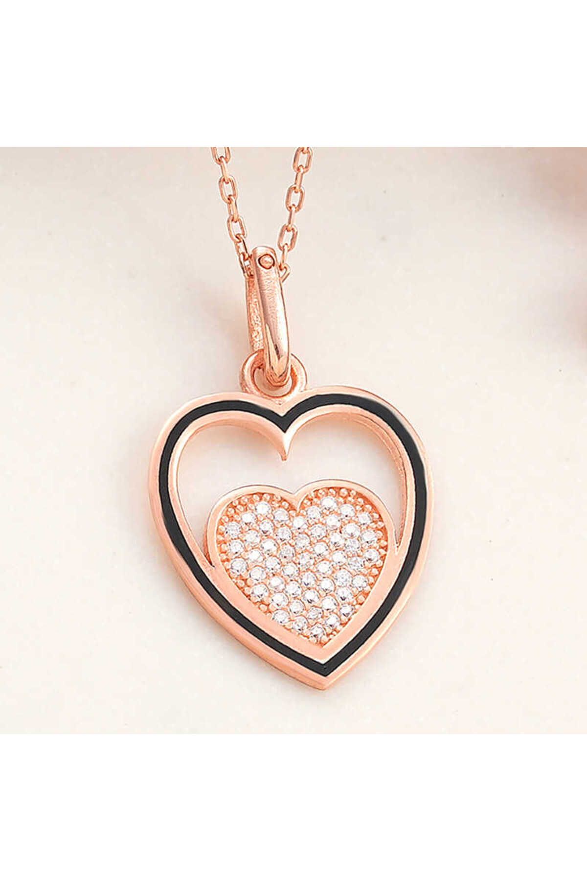 SANSERA 925 Ayar Gümüş Rose Kalp Kadın Kolye