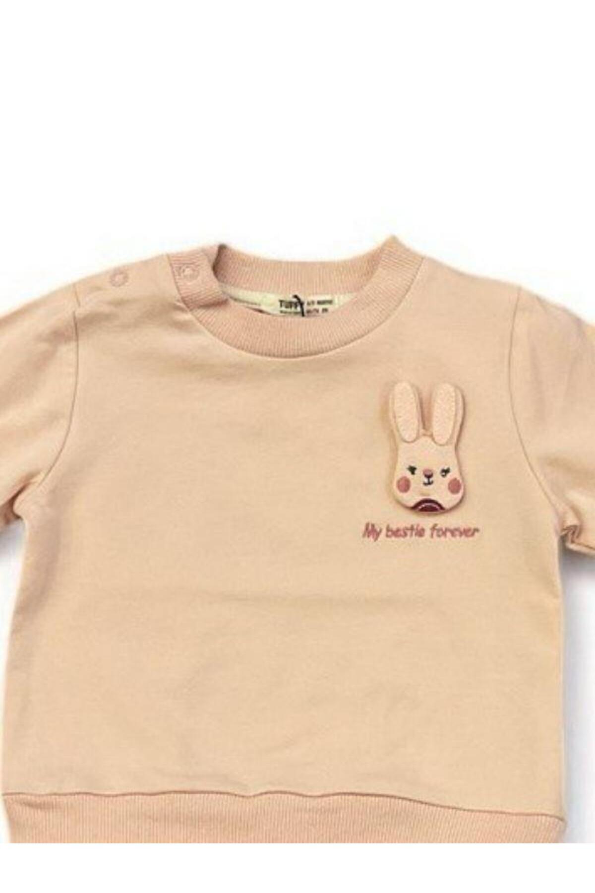 Zekids Kız Bebek Tavşan Baskılı Sweatshirt fotoğrafı 5 (önizleme)